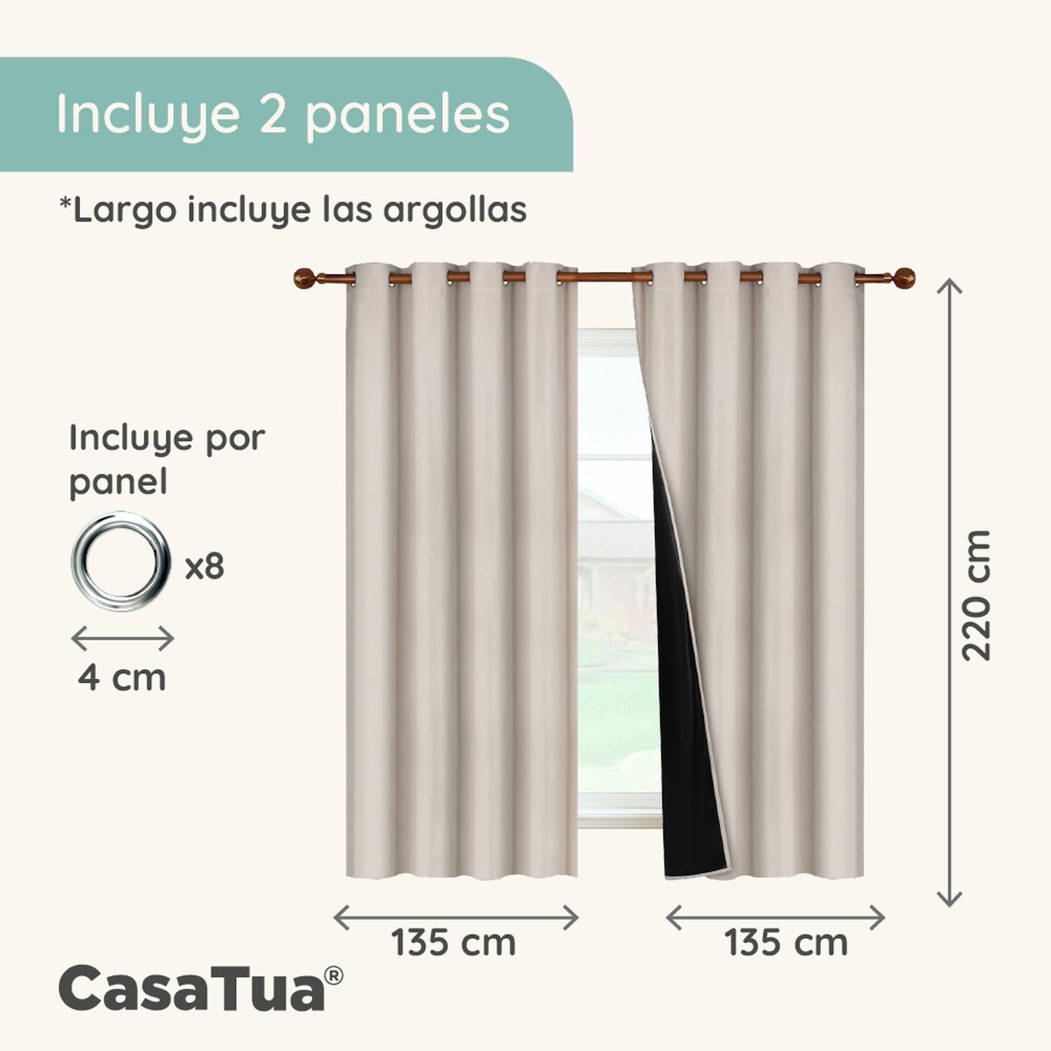Cortina 100% Blackout Terciopelo Engomada 135x220 Casatua x2-6