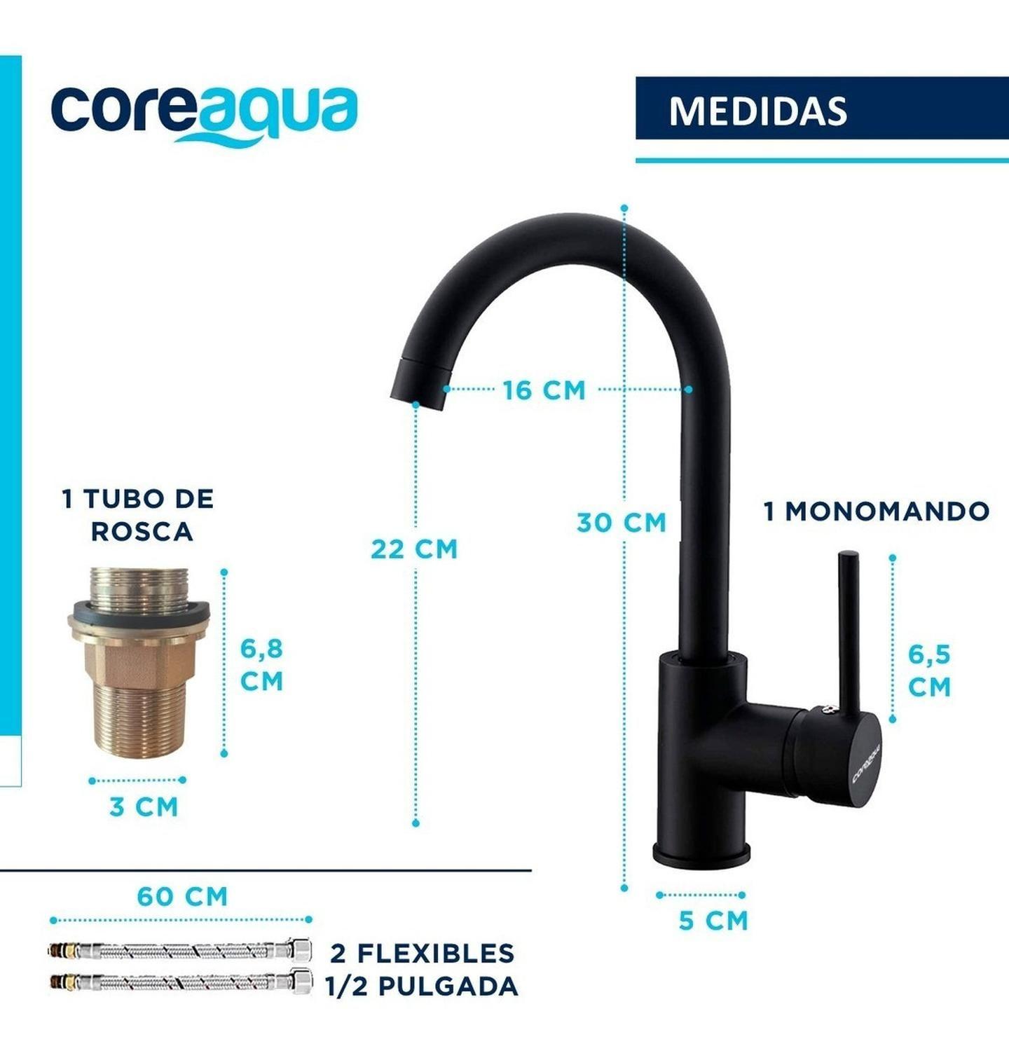 Llave Monomando Lavaplatos Griferia Cocina Premium Coreaqua-7