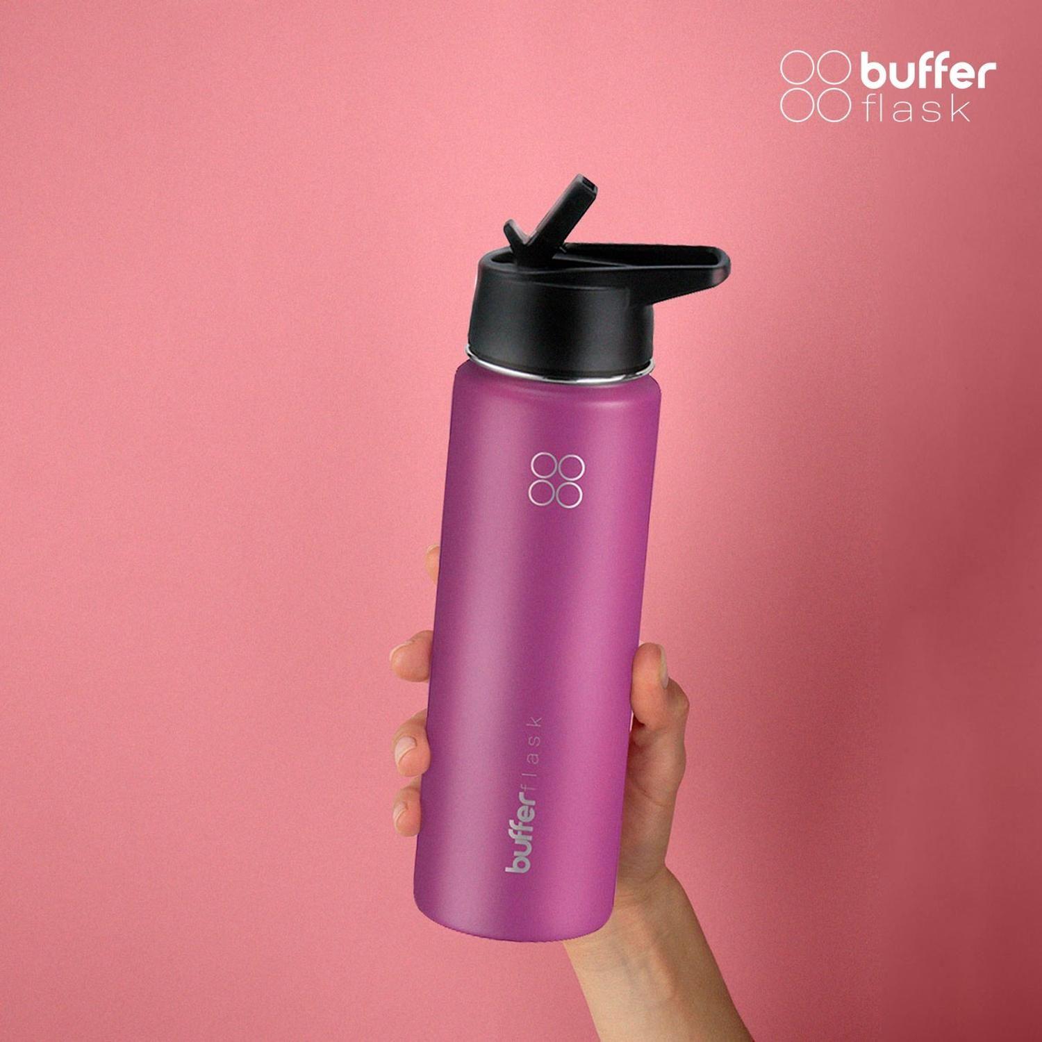 Termo Botella Agua Termica Buffer Acero Inoxidable +4 Tapas violeta-2