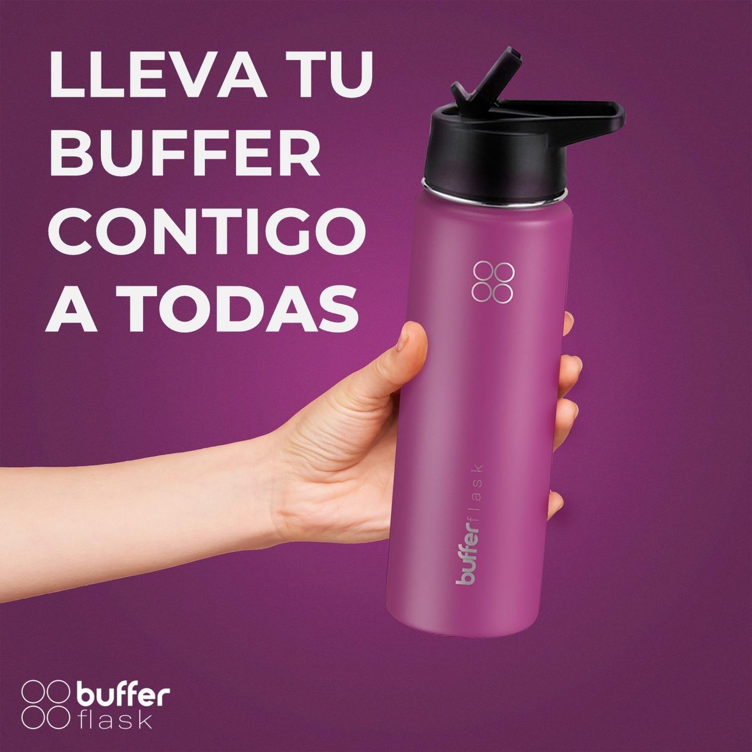 Termo Botella Agua Termica Buffer Acero Inoxidable +4 Tapas violeta-6