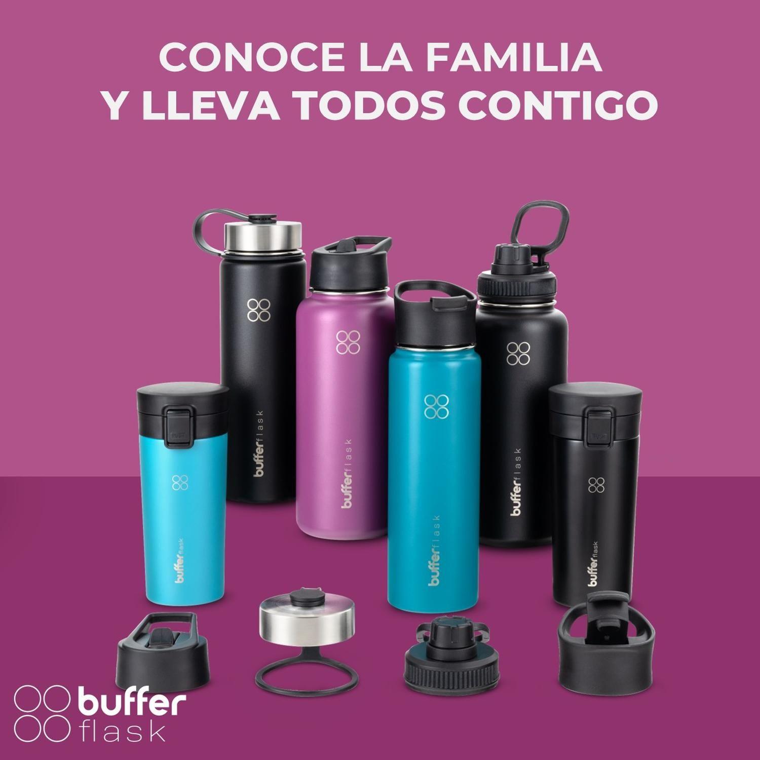 Termo Botella Agua Termica Buffer Acero Inoxidable +4 Tapas violeta-7