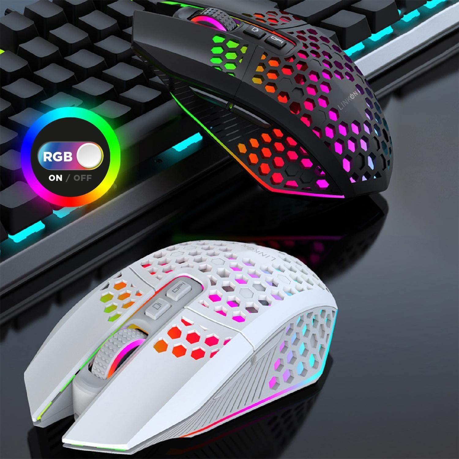 Mouse Gamer Inalambrico Recargable USB Windows Optico RGB Negro-3