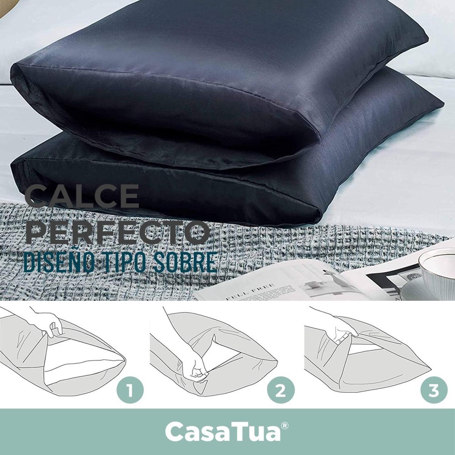 Funda Almohada Satin tipo Seda Set 3 unidades 50x76cm Tamano Unico 76x50 Negro-3