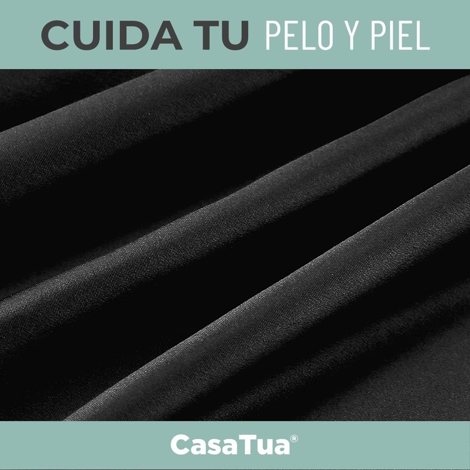 Funda Almohada Satin tipo Seda Set 3 unidades 50x76cm Tamano Unico 76x50 Negro-5