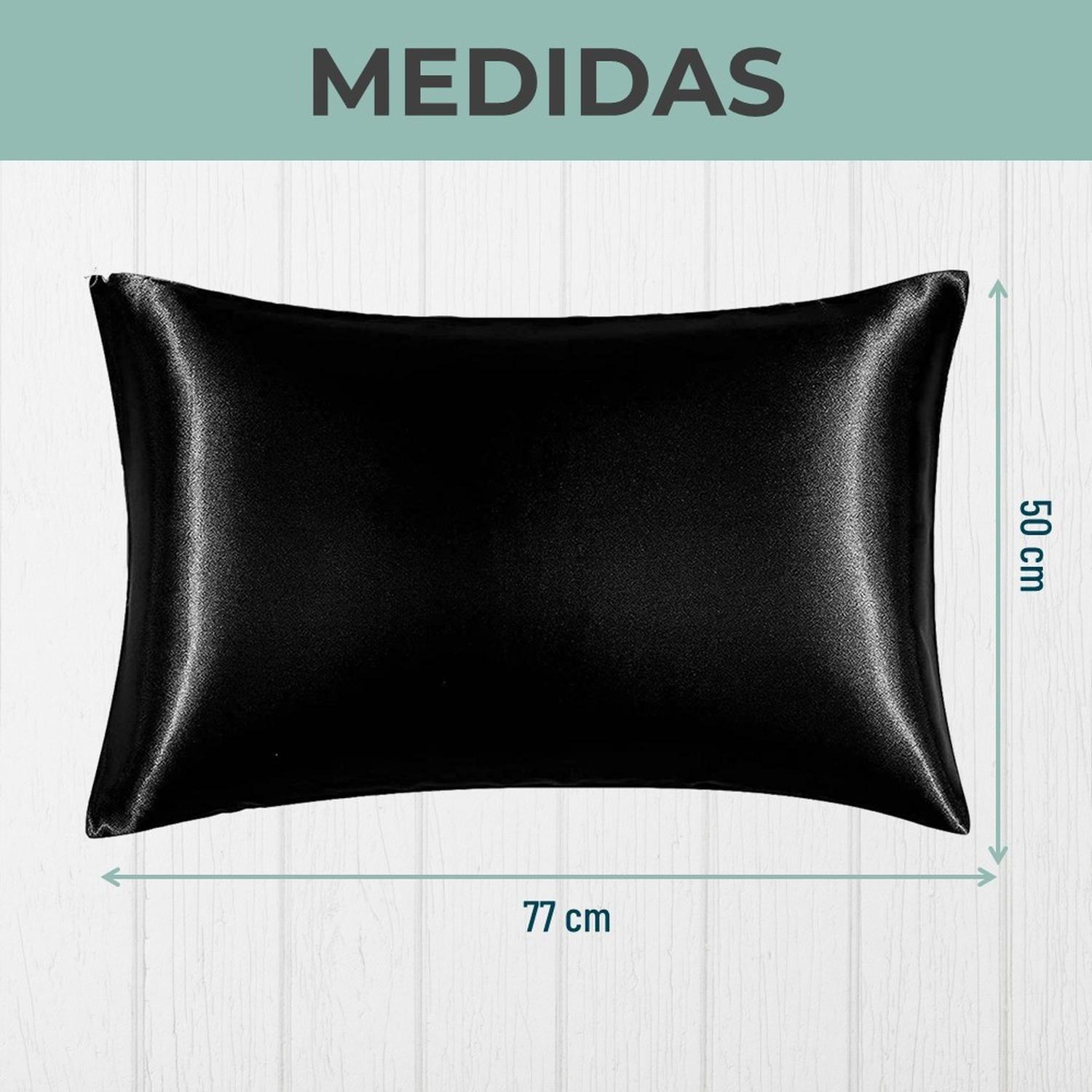 Funda Almohada Satin tipo Seda Set 3 unidades 50x76cm Tamano Unico 76x50 Negro-7