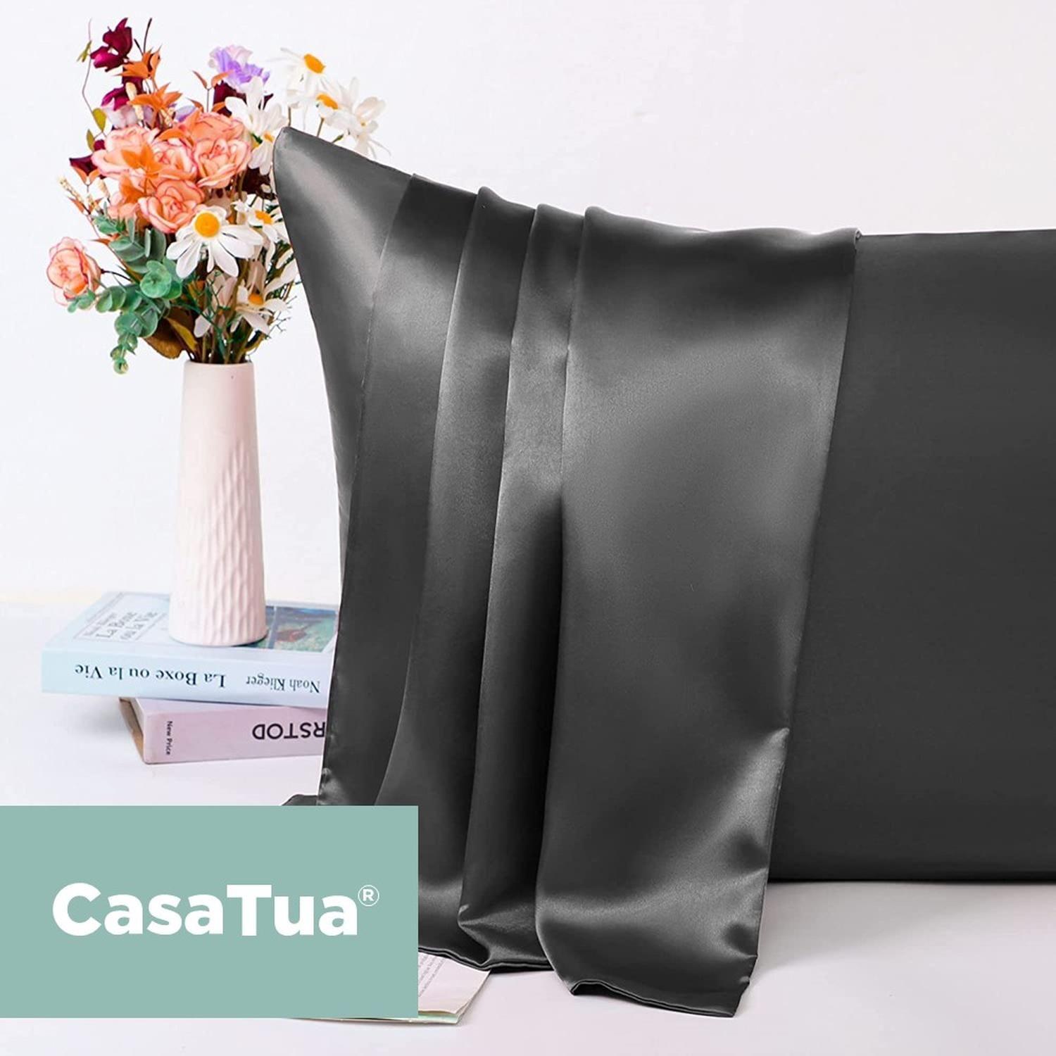 Funda Almohada Satin tipo Seda Set 3 unidades 50x76cm Tamano Unico 76x50 Negro-8