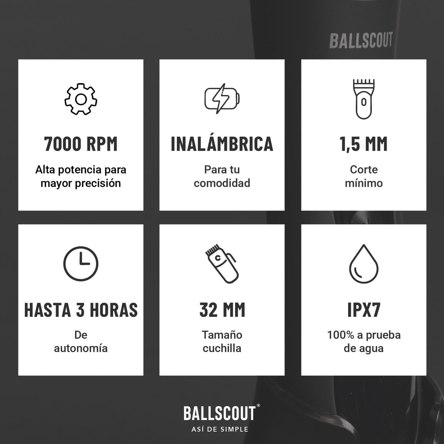 Afeitadora Ballscout Smooth Resistente Al Agua Kit Negro Mate-3