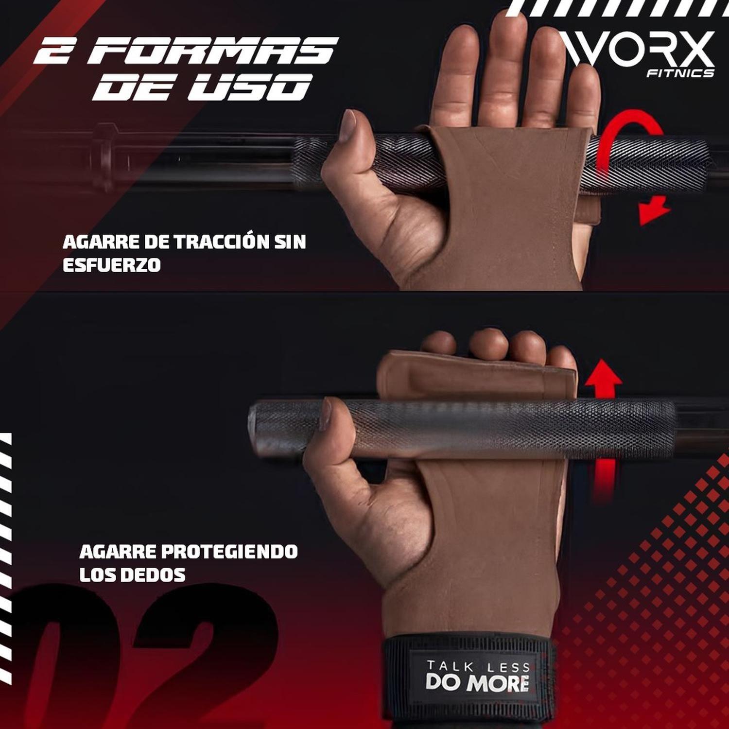 Muñequeras Grips Calleras Cuero Worx Levantamiento Pesas x2-6