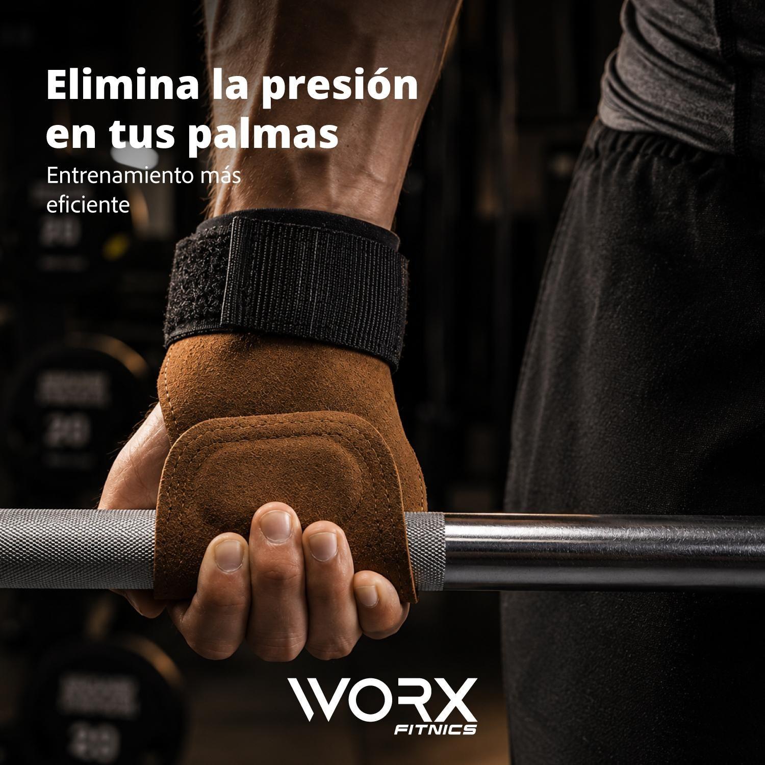 Muñequeras Grips Calleras Cuero Worx Levantamiento Pesas x2-2