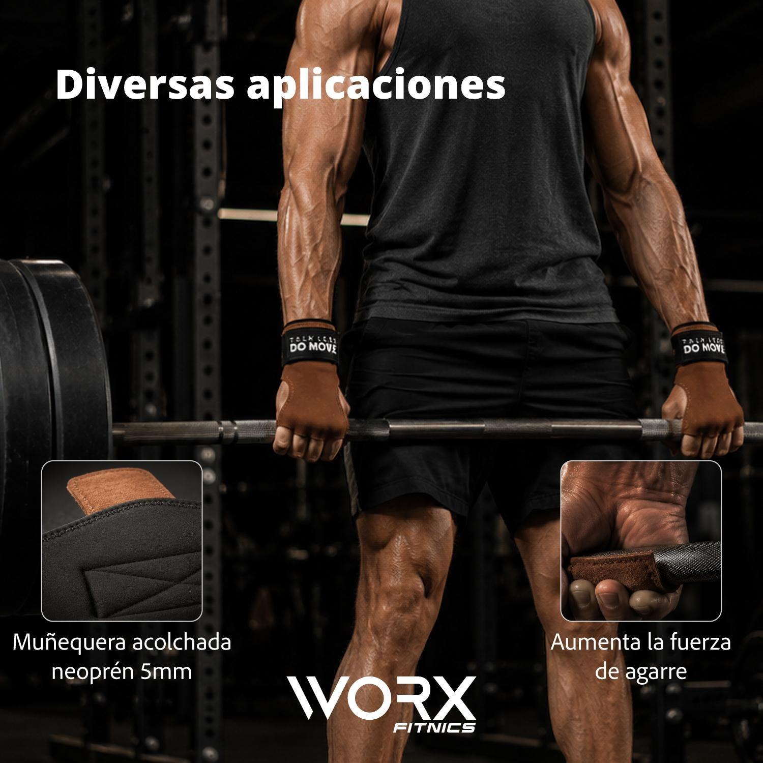 Muñequeras Grips Calleras Cuero Worx Levantamiento Pesas x2-4
