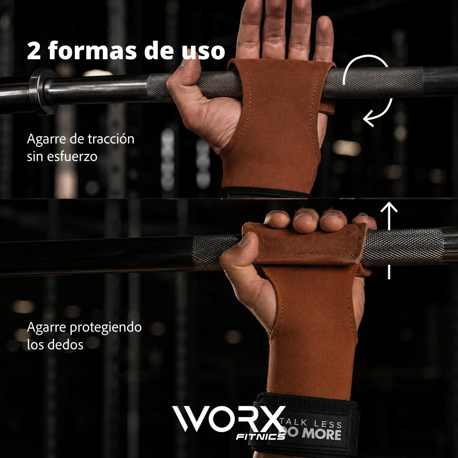 Muñequeras Grips Calleras Cuero Worx Levantamiento Pesas x2-5
