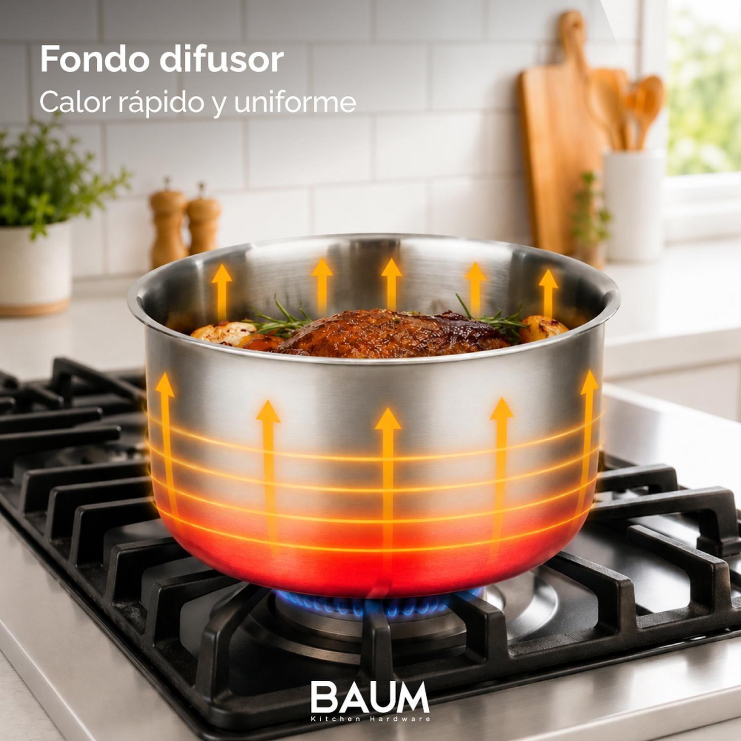 Juego Ollas Sartenes Baum Bateria Cocina Acero Inox 10Pcs-3