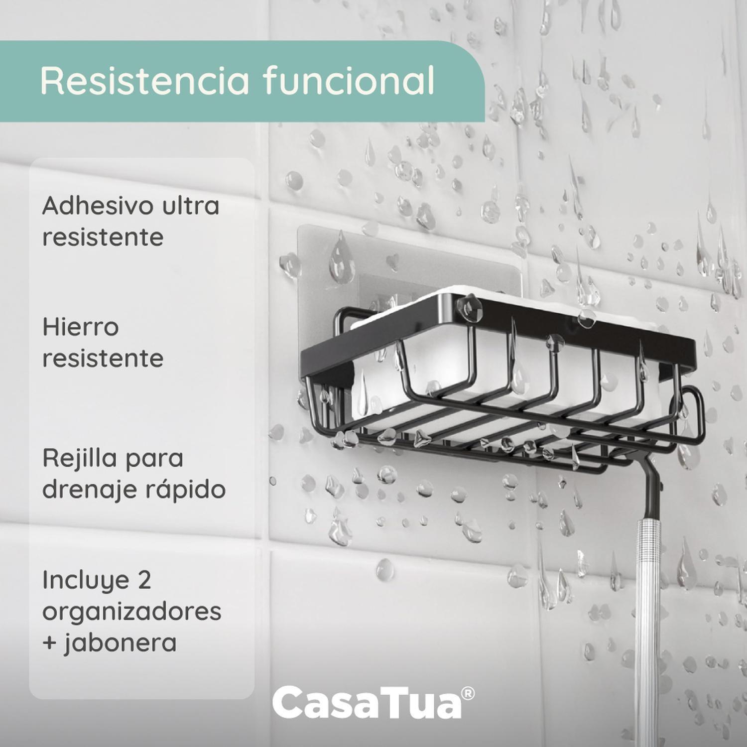 Organizador De Ducha Repisa Baño + Jabonera Set 3 Inox-2