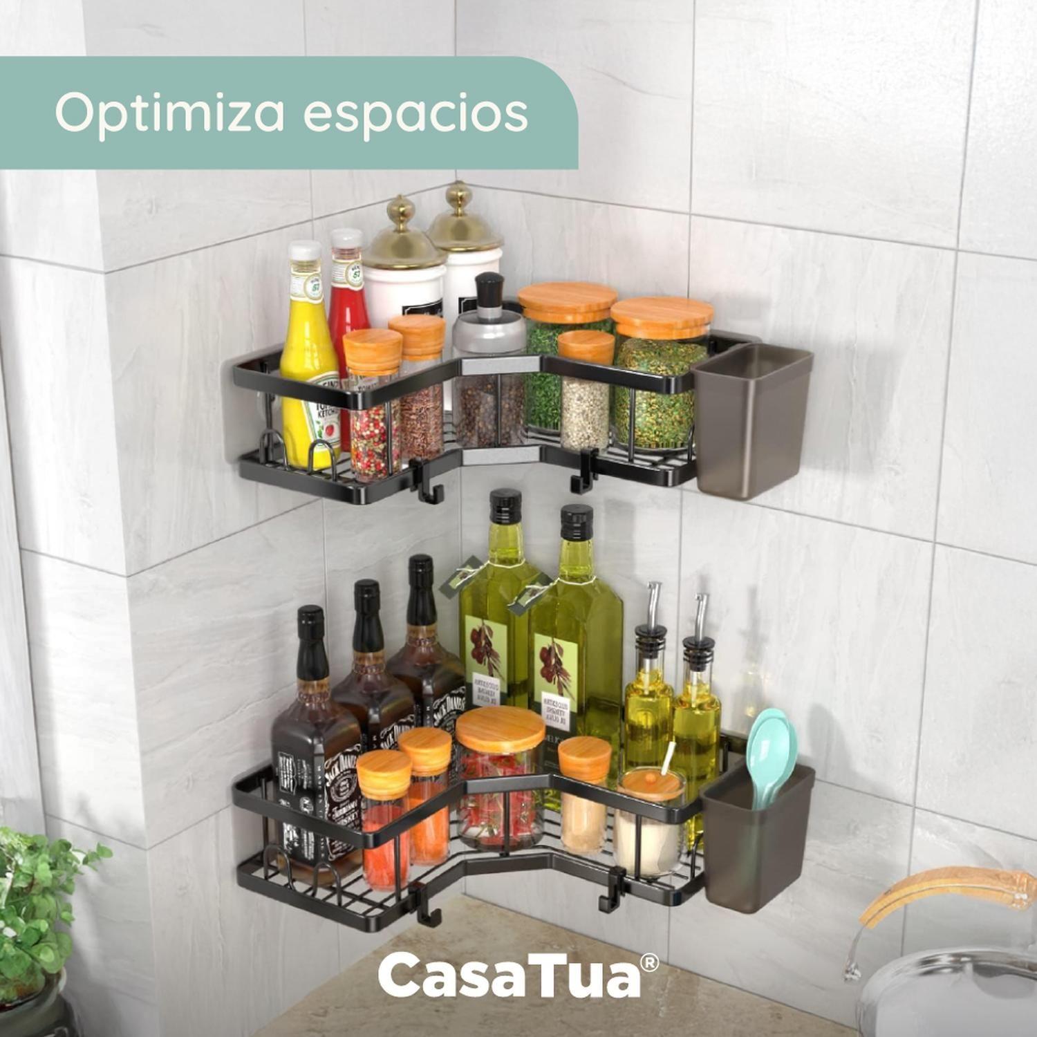 Organizador De Ducha Repisa Baño + Jabonera Set 3 Inox-3