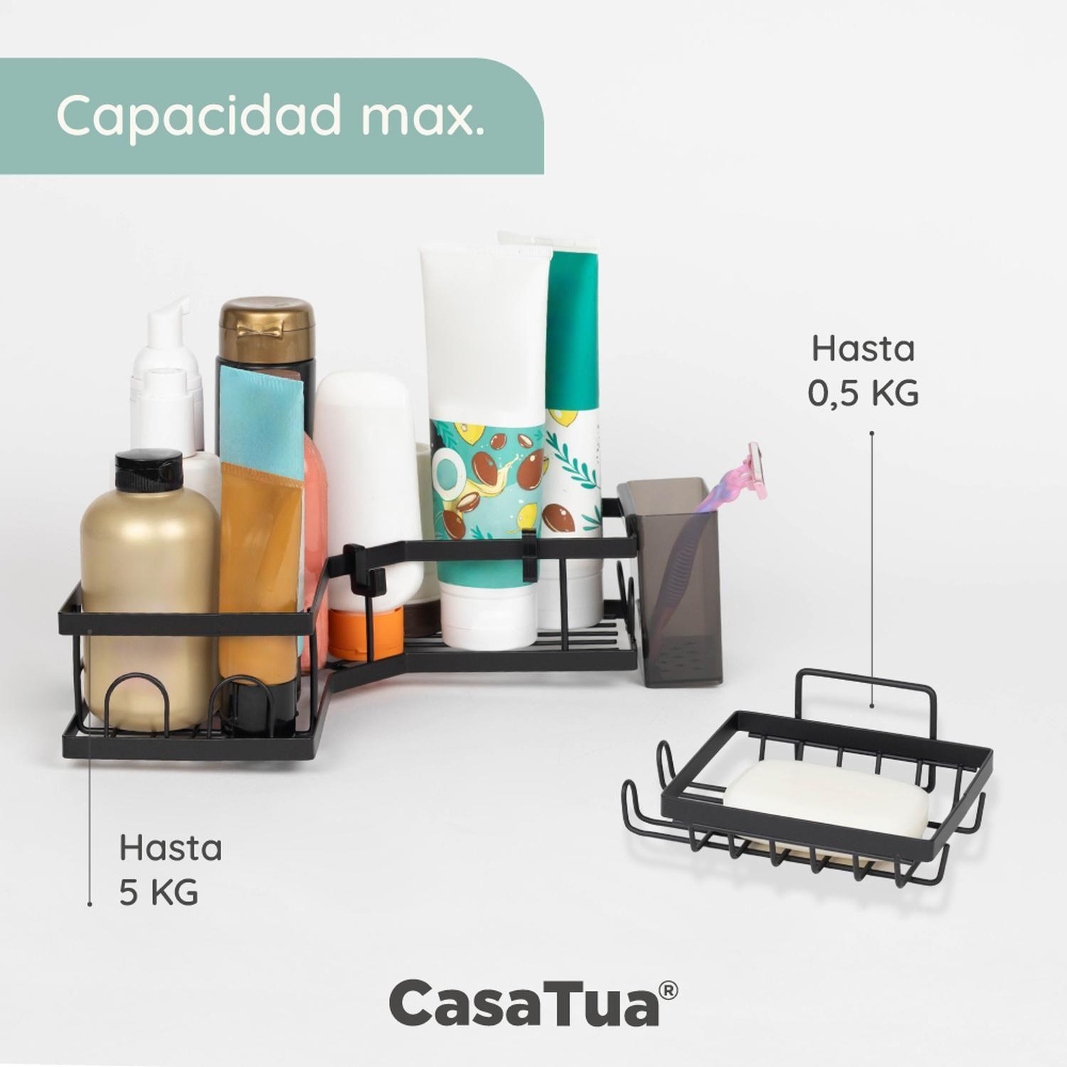 Organizador De Ducha Repisa Baño + Jabonera Set 3 Inox-7