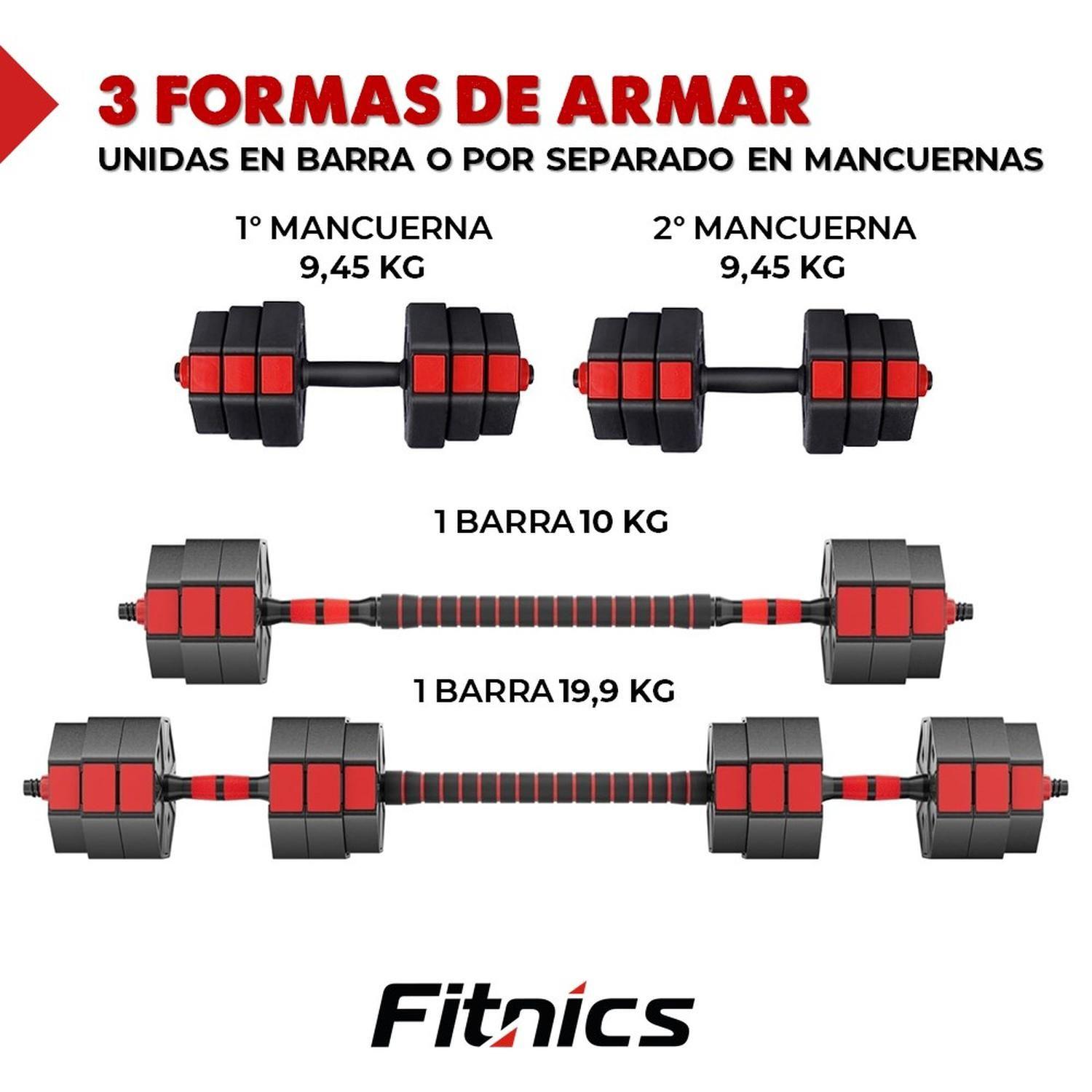 Mancuernas Ajustables 20 Kg Total Set 2en1 + Barra-3