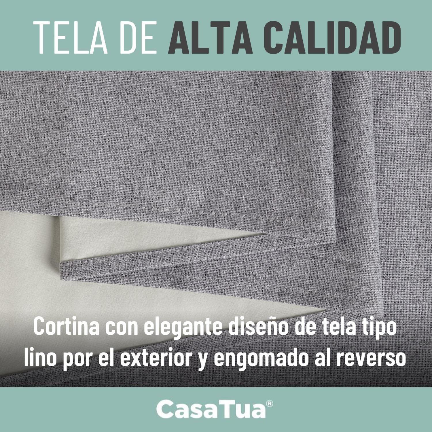 Cortina 100% Blackout Engomada Termica X4 Casatua Tipo Lino-4
