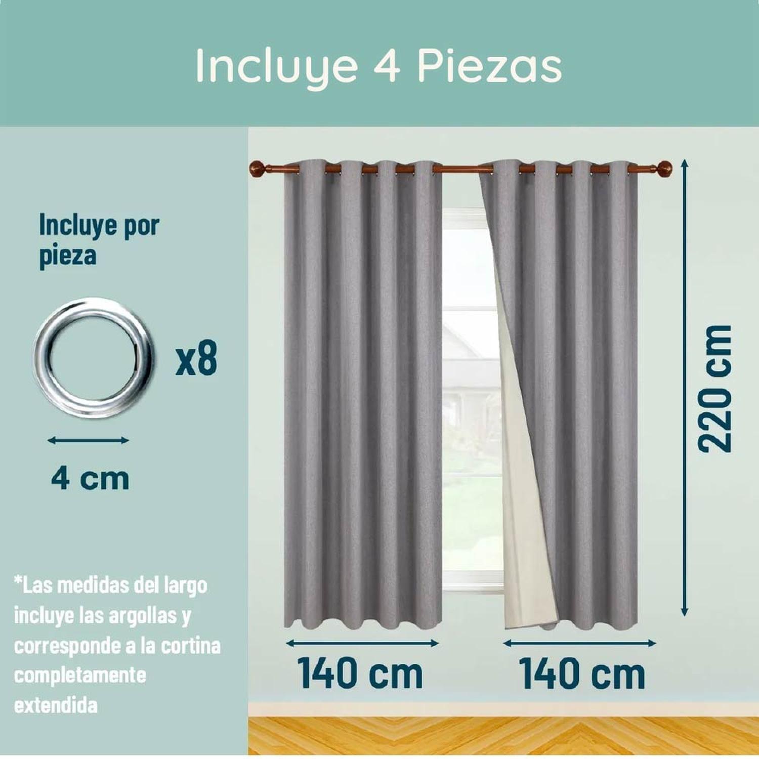 Cortina 100% Blackout Engomada Termica X4 Casatua Tipo Lino-3