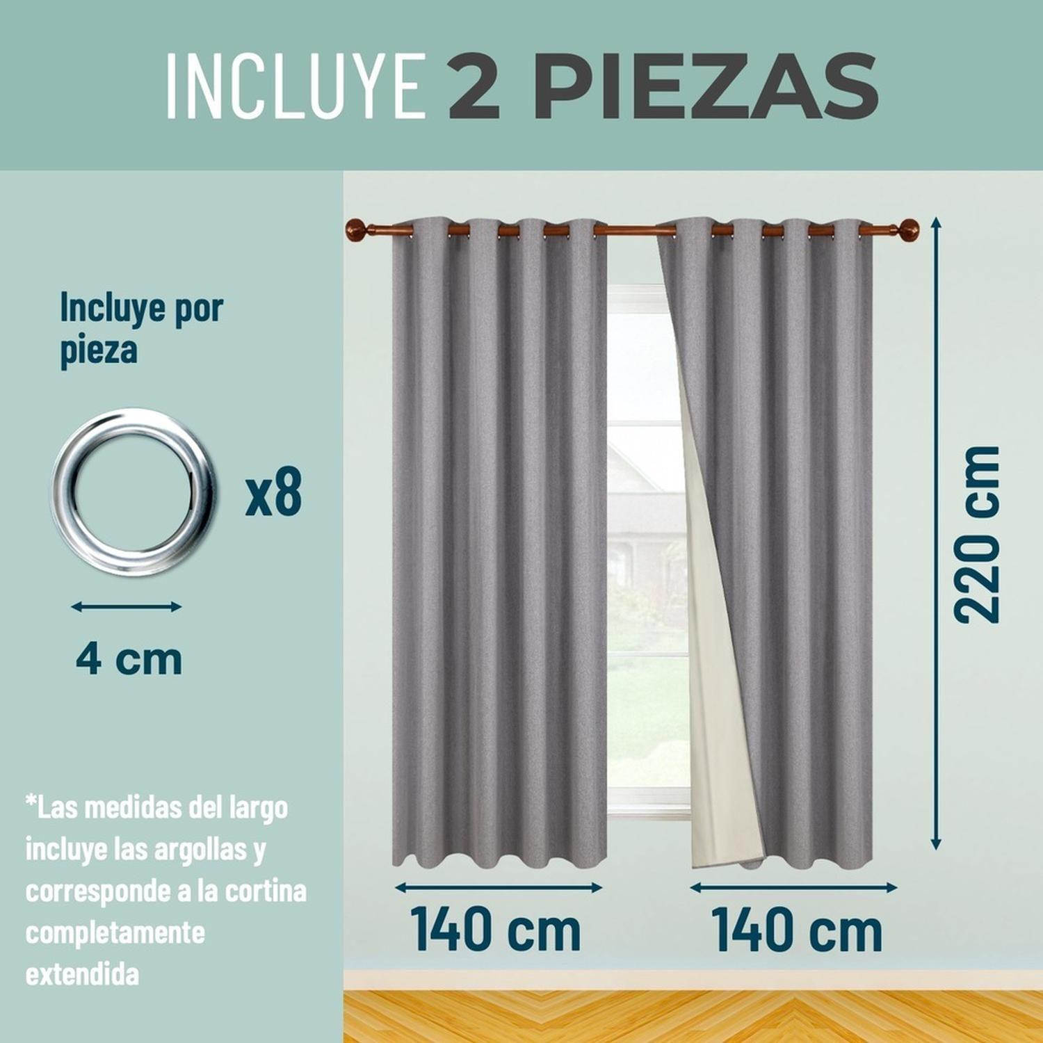 Cortina 100% Blackout Engomada Termica X4 Casatua Tipo Lino-3