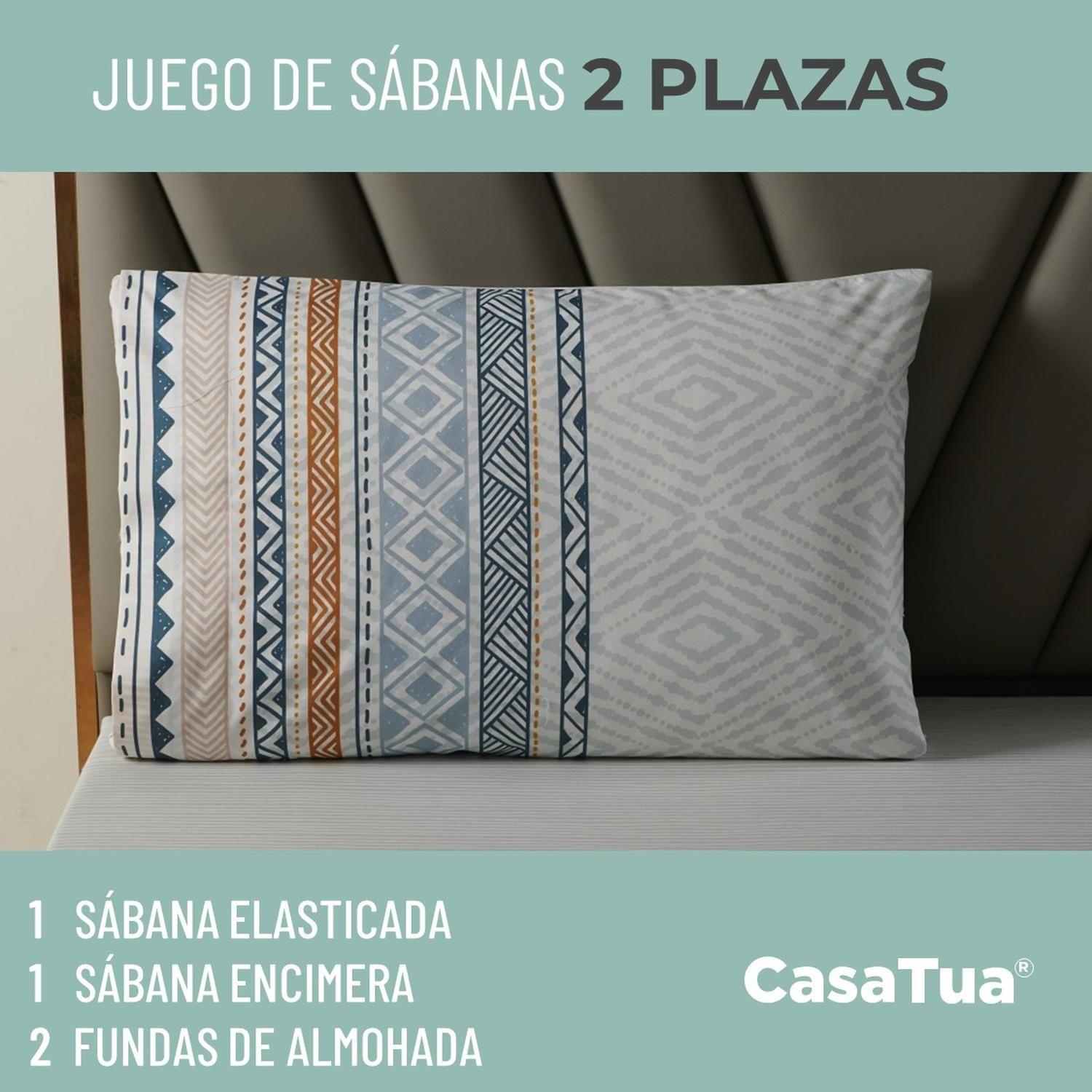 Juego Sabanas Estampadas Ultra Suave +Funda Almohada Casatua 2 PlazasDiseño 3-3