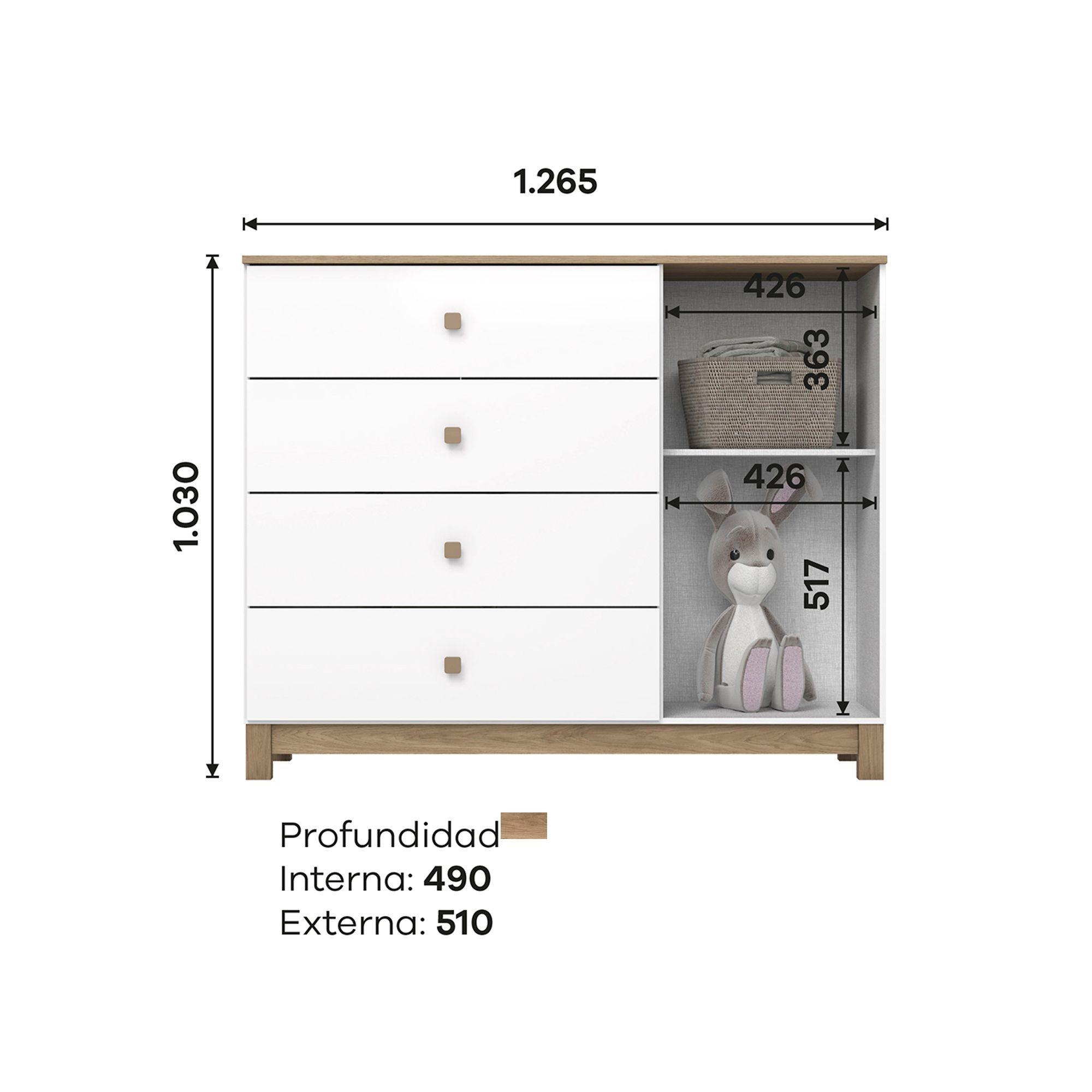 COMODA 4 CAJONES 1 PUERTAS HOME MOBILI ACONCHEGO-3