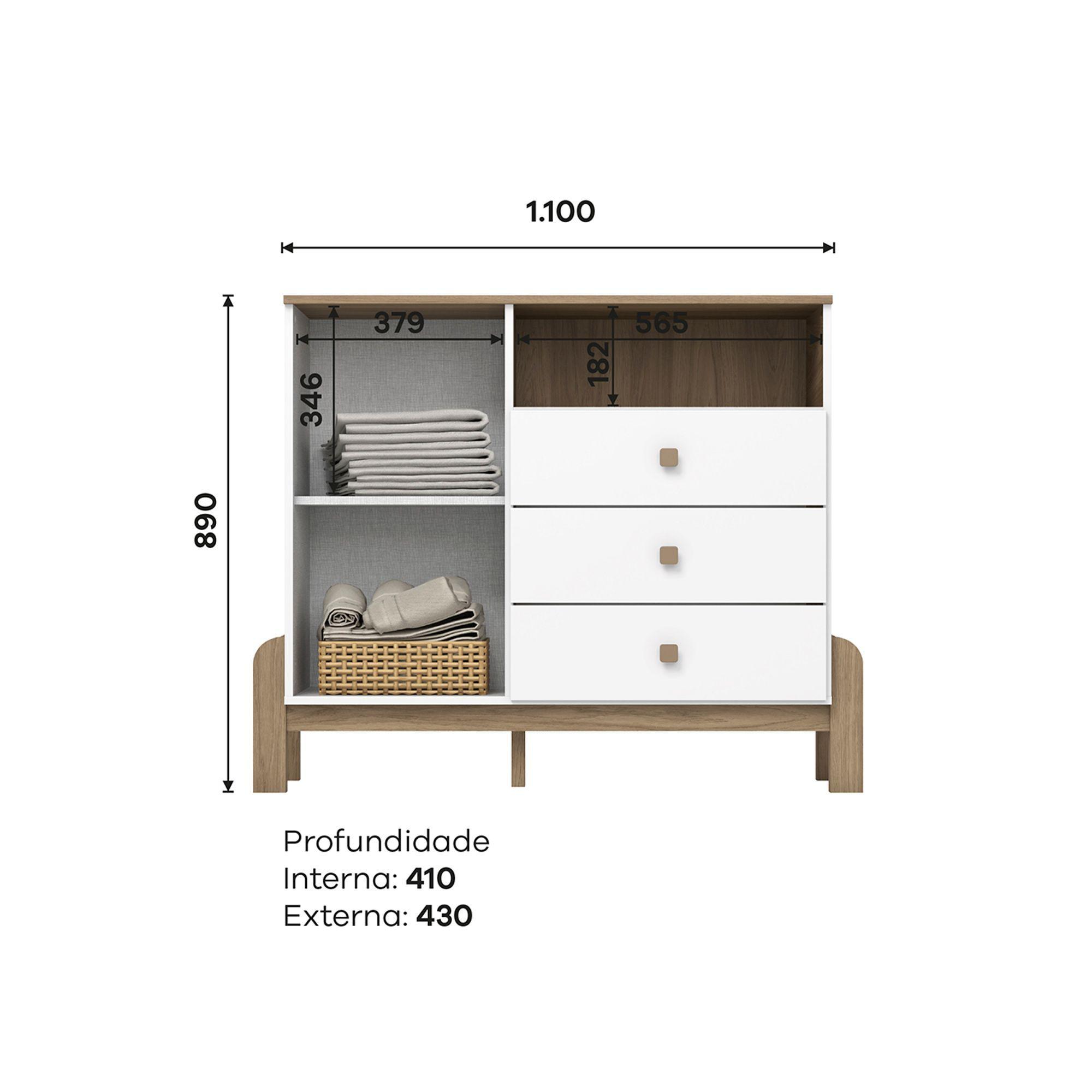 COMODA 3 CAJONES 1 PUERTA HOME MOBILI TERNURA BLANCO-5