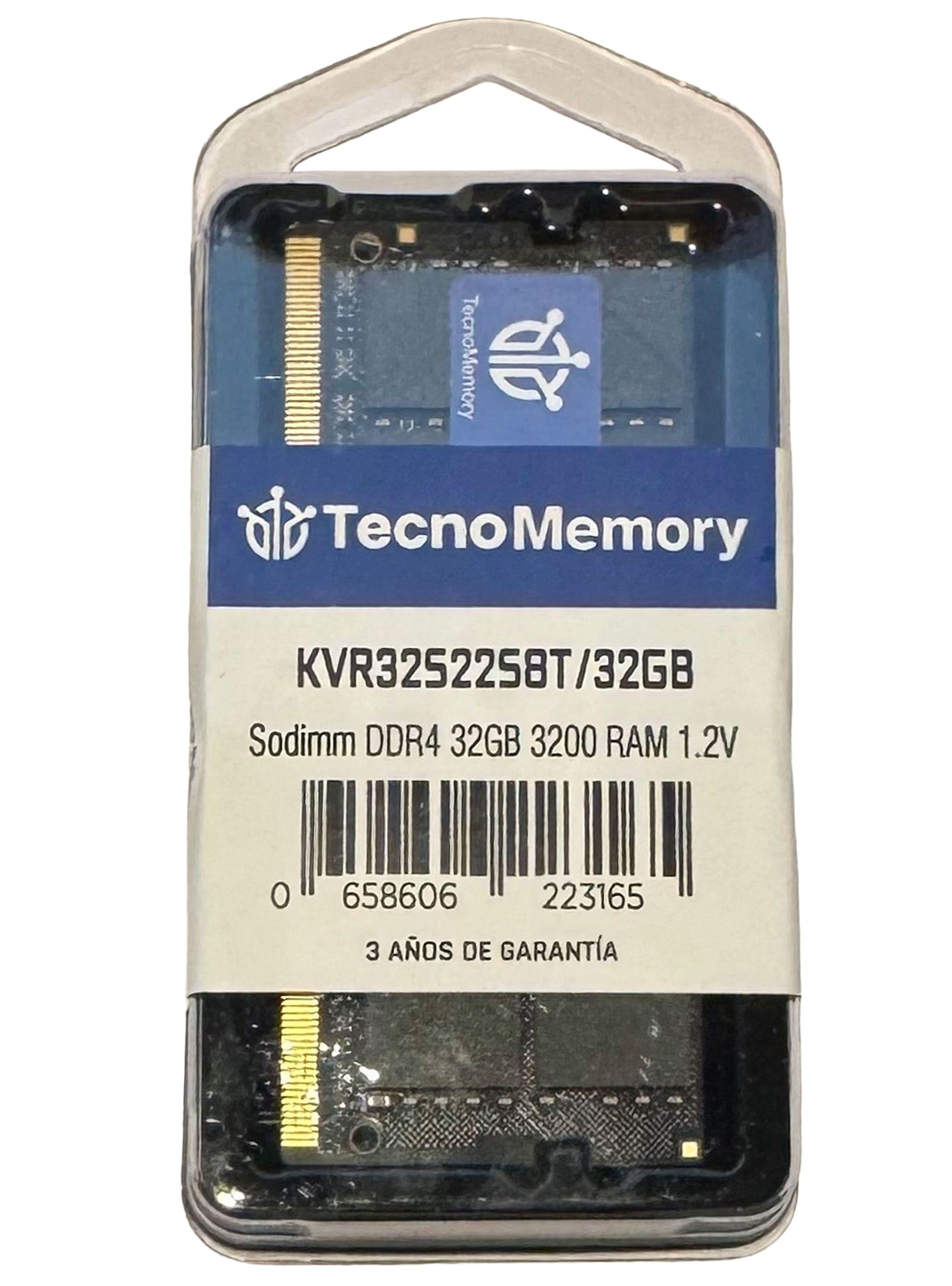Memoria ram TecnoMemory Sodimm DDR4 32GB 3200Mhz KVR32S22S8T/32GB-0