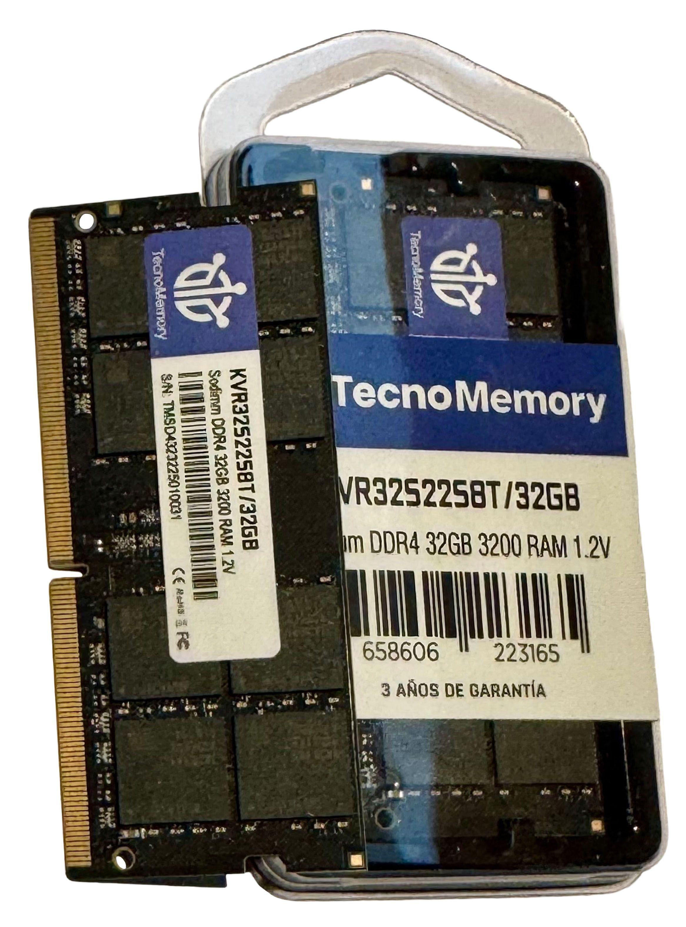Memoria ram TecnoMemory Sodimm DDR4 32GB 3200Mhz KVR32S22S8T/32GB-3