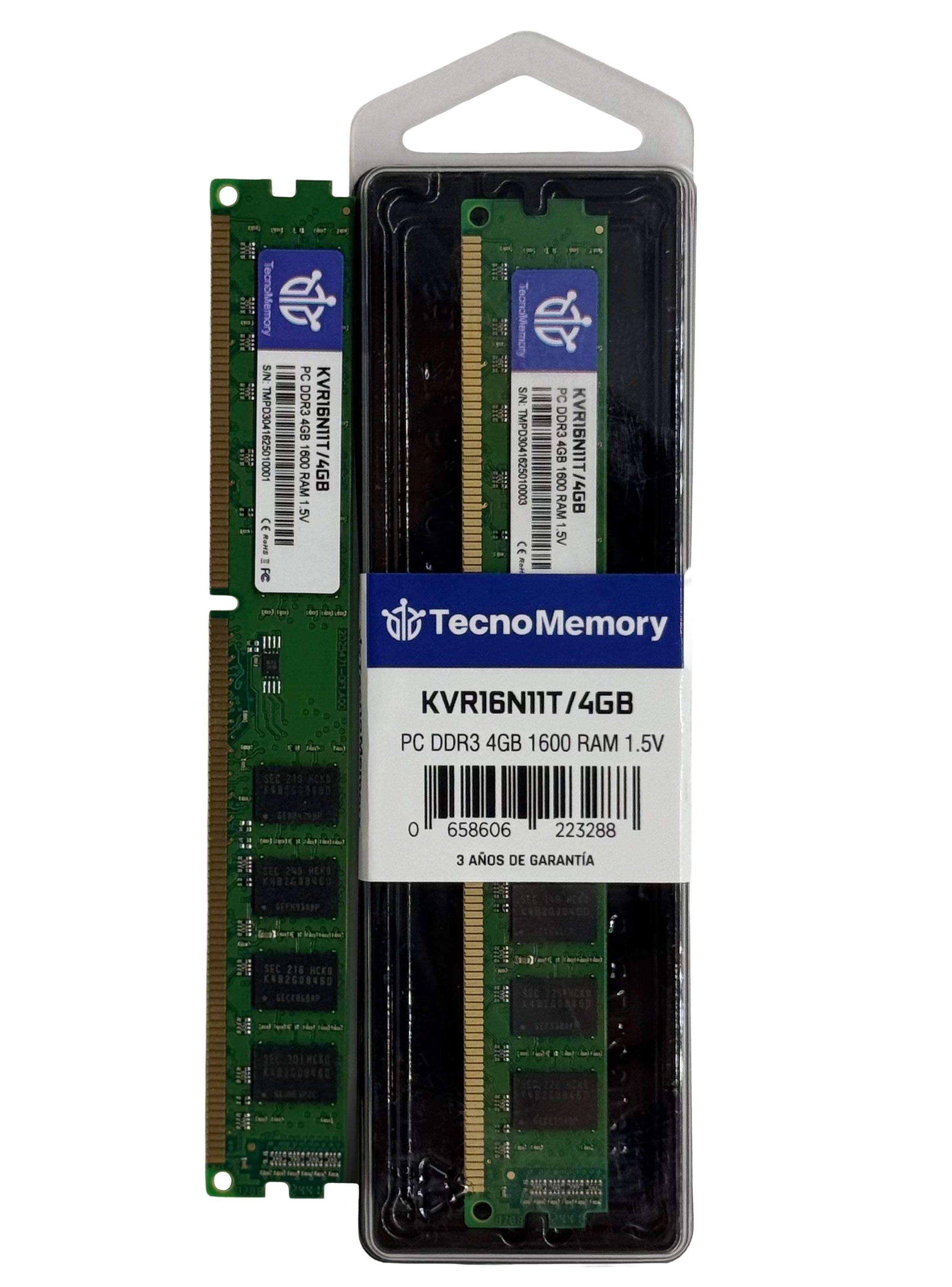 Memoria ram TecnoMemory PC DDR3 4GB 1600Mhz KVR16N11T/4GB-2