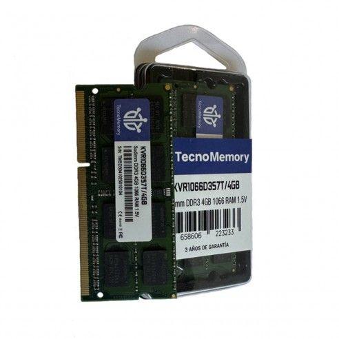 Memoria ram TecnoMemory Sodimm DDR3 4GB 1066Mhz KVR1066D3S7T/4GB-2