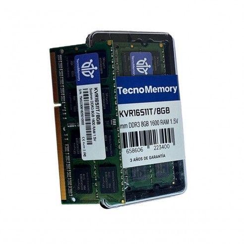 Memoria ram TecnoMemory Sodimm DDR3 8GB 1600Mhz 1.5v KVR16S11T/8GB-2