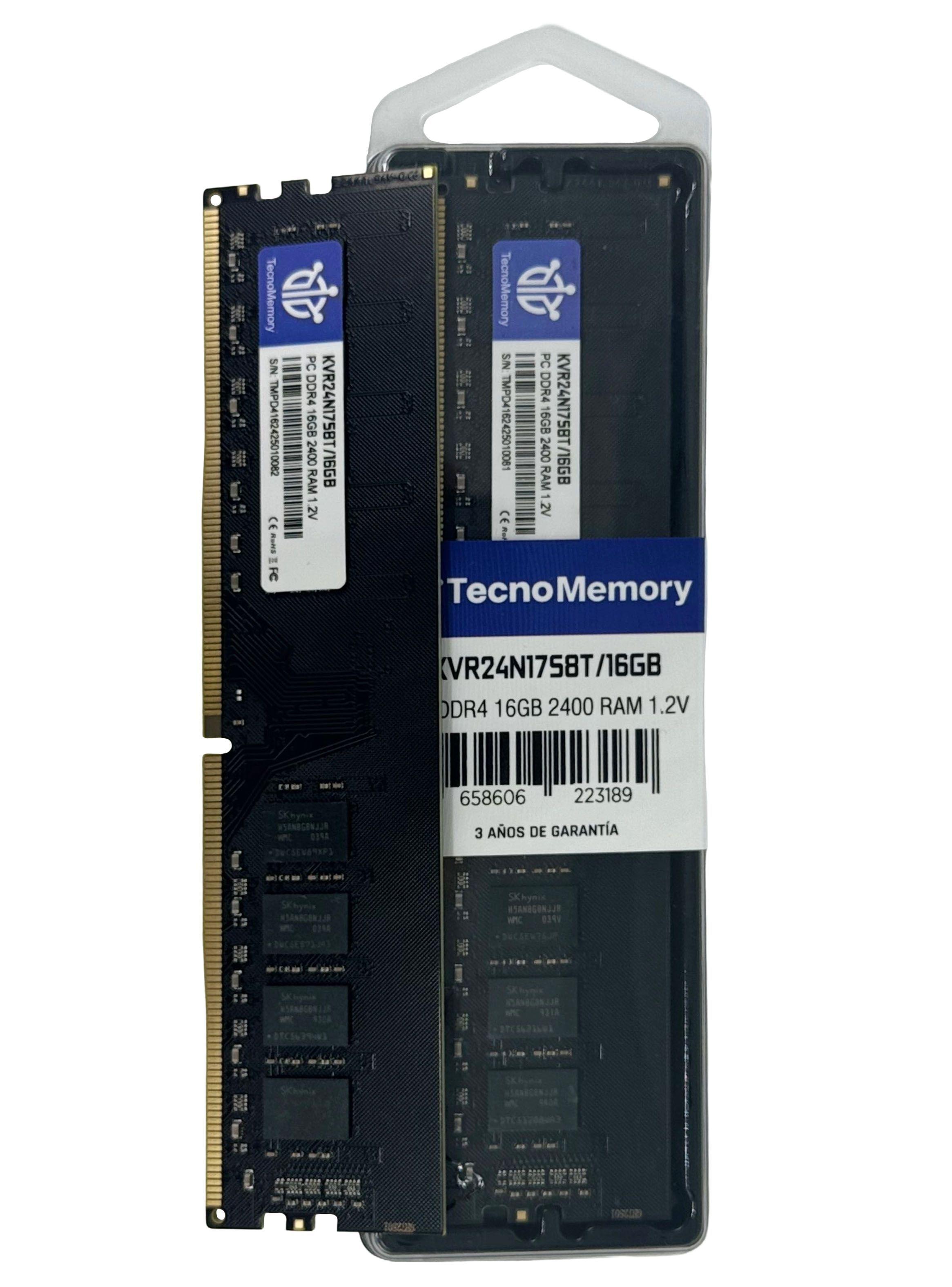 Memoria ram TecnoMemory PC DDR4 16GB 2400Mhz KVR24N17S8T/16GB-2