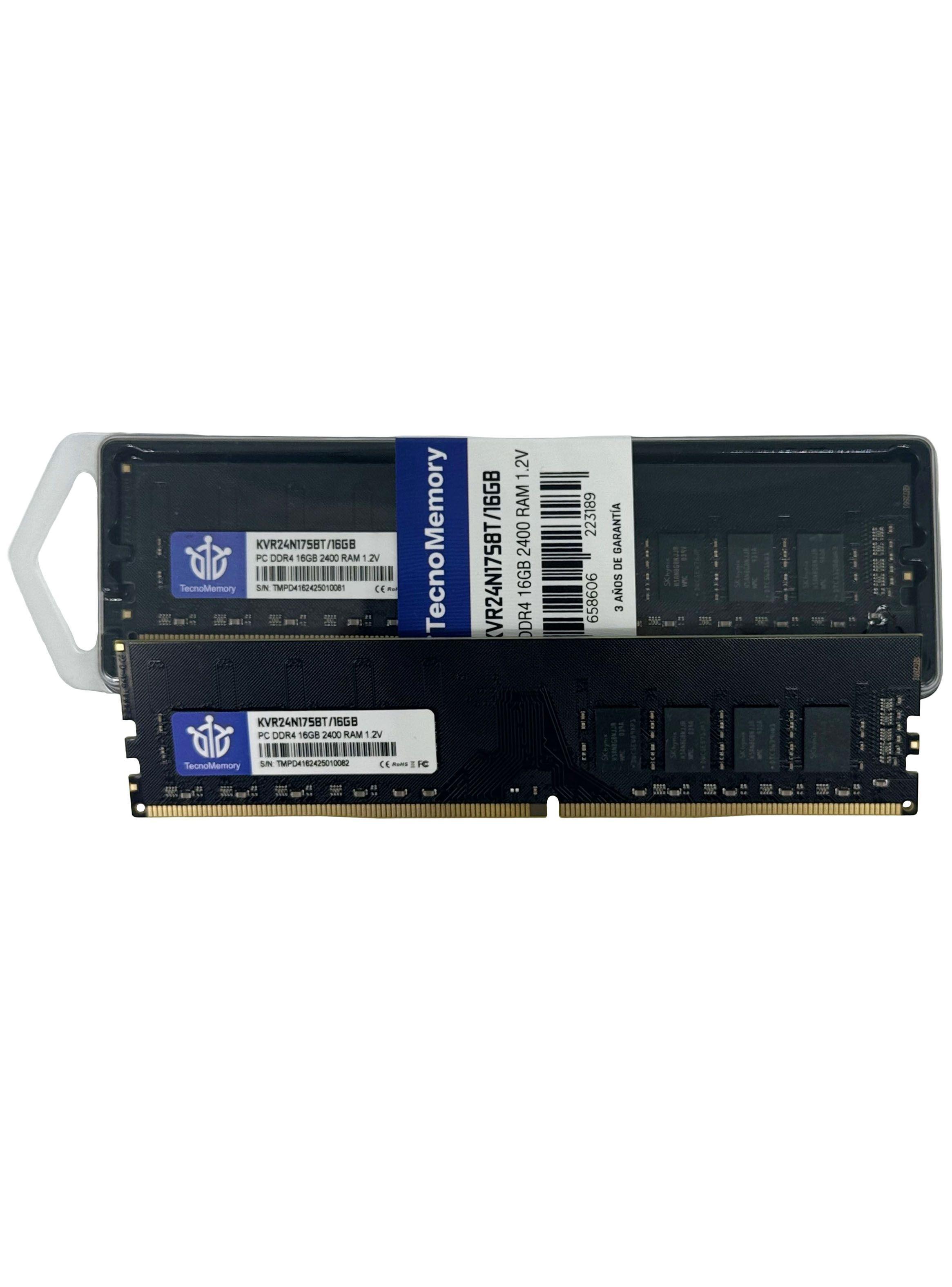 Memoria ram TecnoMemory PC DDR4 16GB 2400Mhz KVR24N17S8T/16GB-3