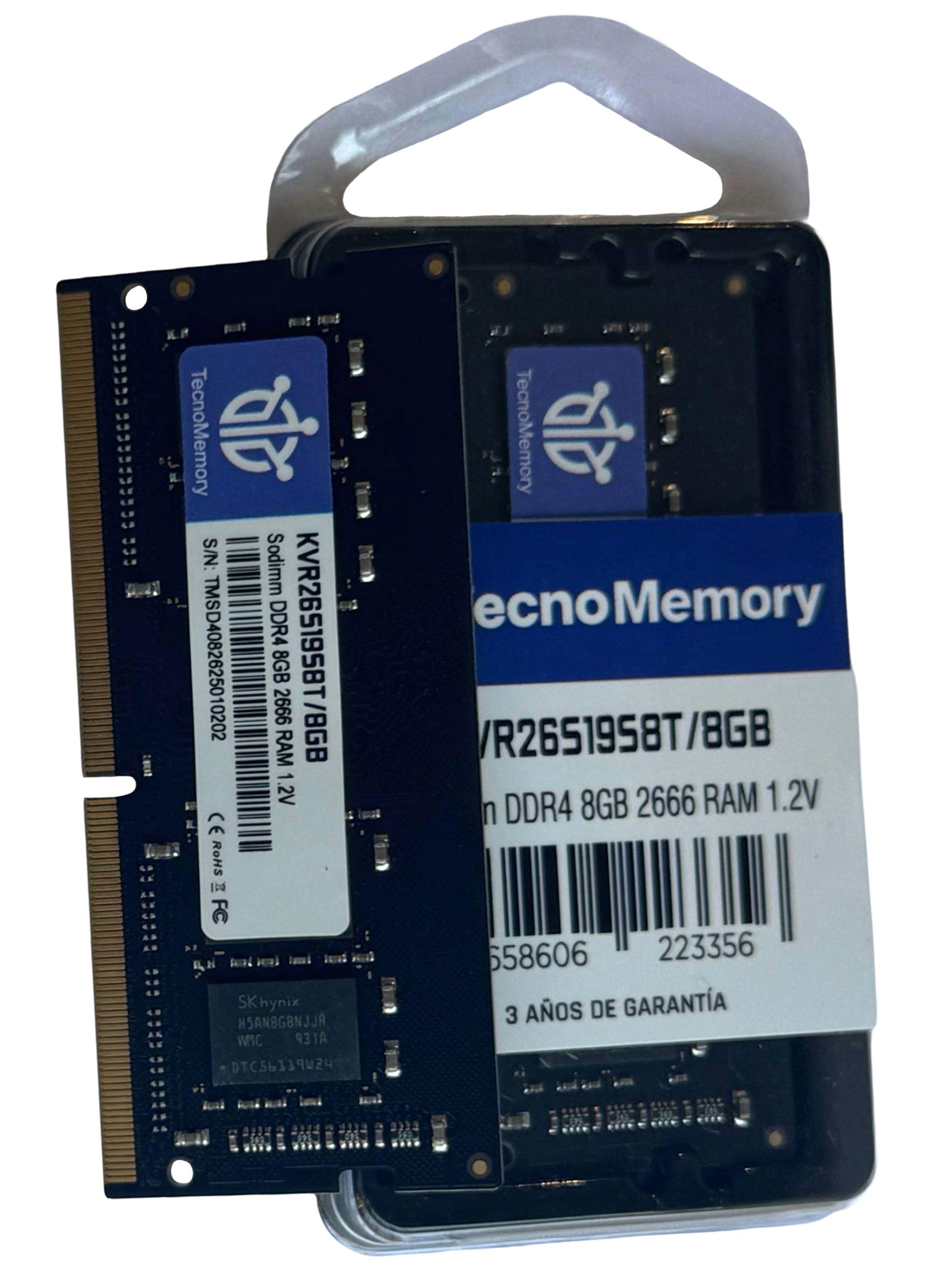 Memoria ram TecnoMemory Sodimm DDR4 8GB 2666Mhz KVR26S19S8T/8GB-3