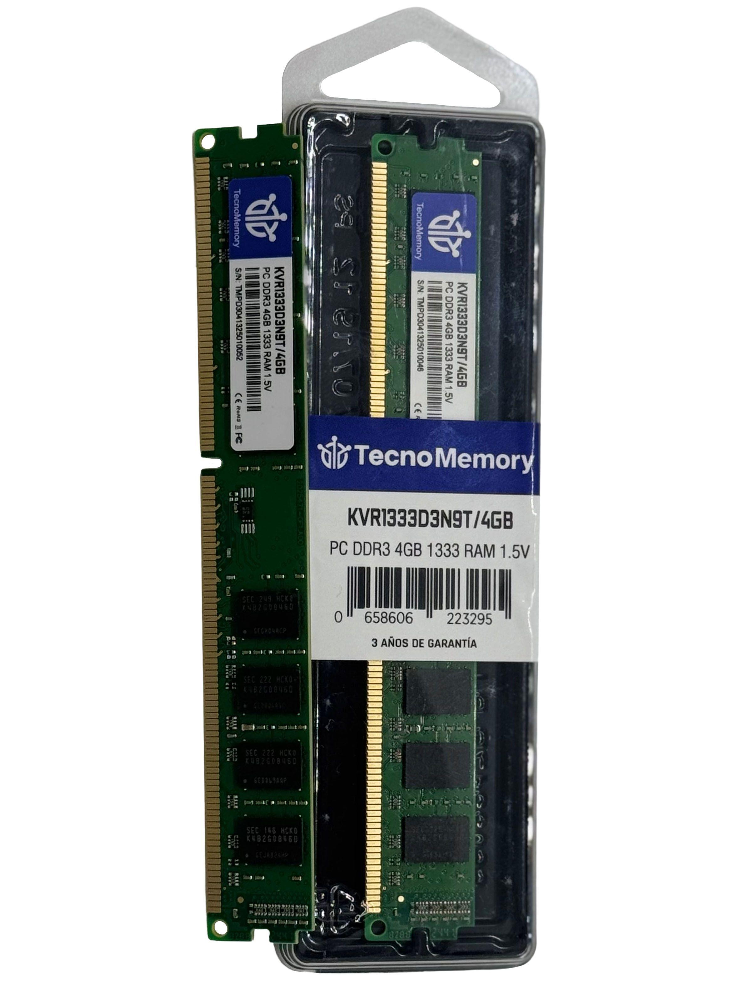 Memoria ram TecnoMemory PC DDR3 4GB 1333Mhz KVR1333D3N9T/4GB-2