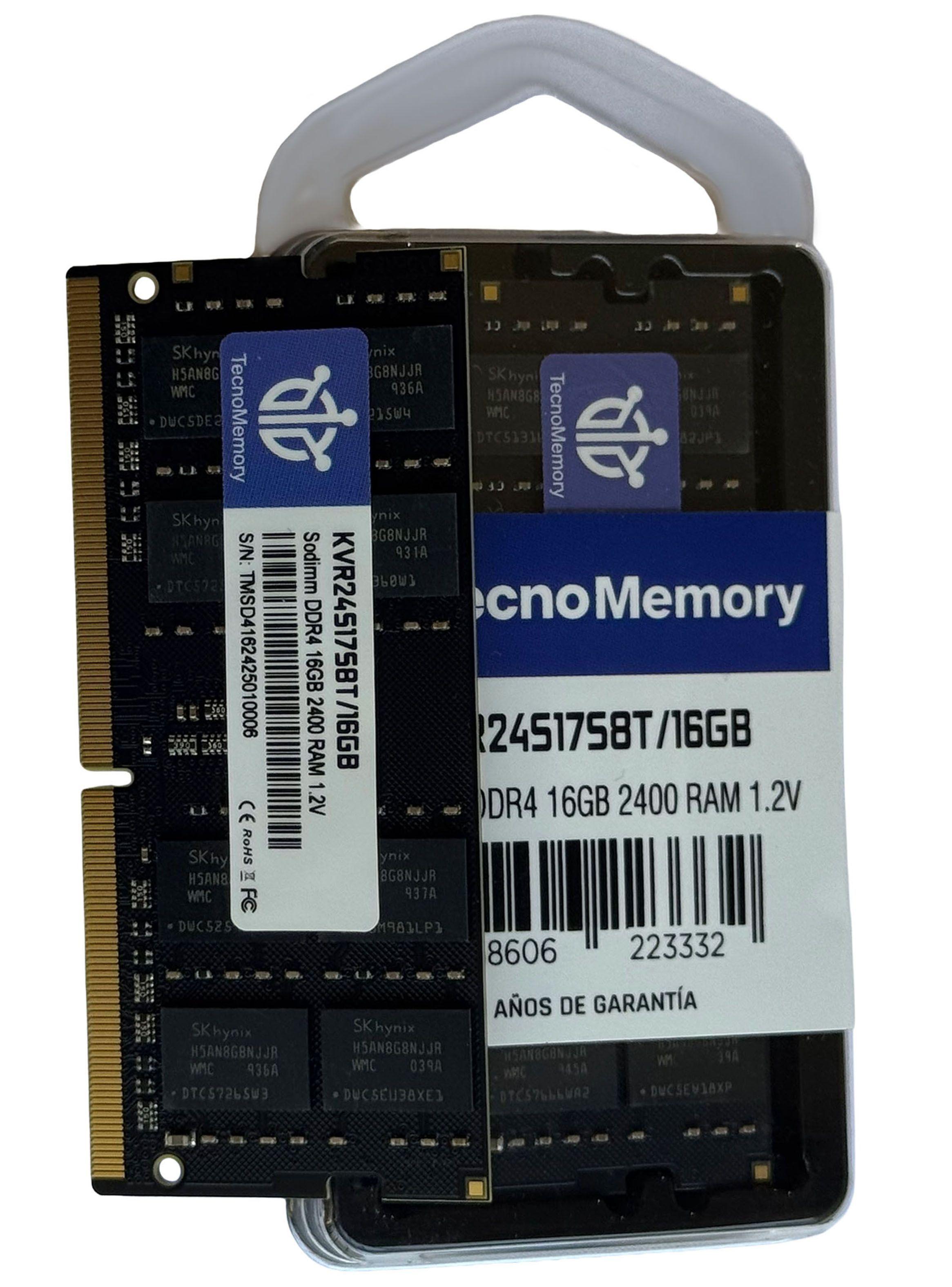 Memoria ram TecnoMemory Sodimm DDR4 16GB 2400Mhz KVR24S17S8T/16GB-3
