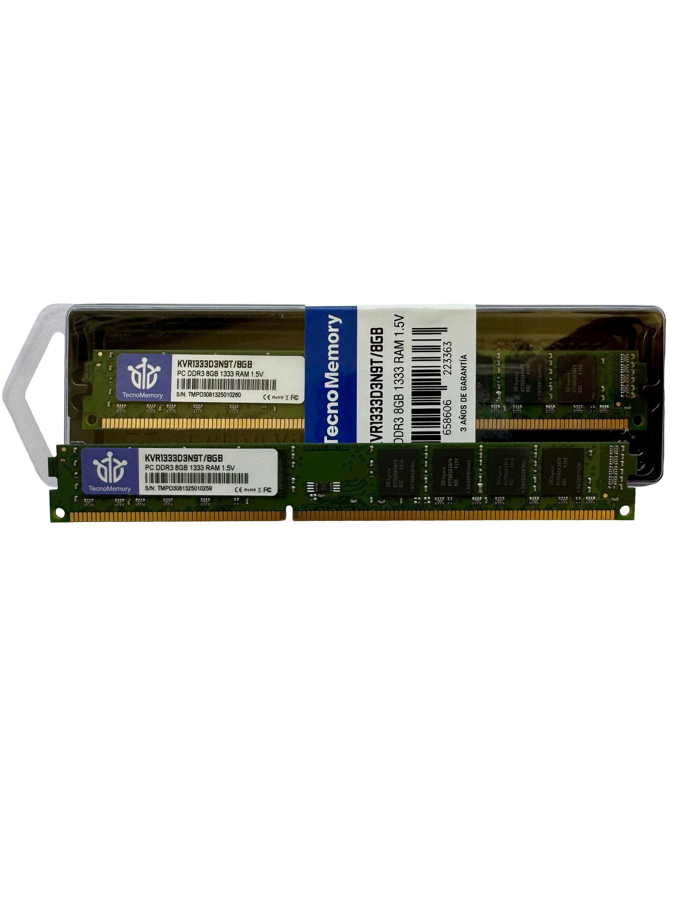 Memoria ram TecnoMemory PC DDR3 8GB 1333Mhz KVR1333D3N9T/8GB-3