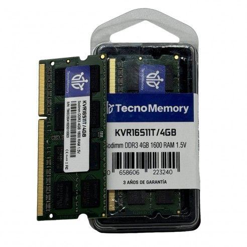 Memoria ram TecnoMemory Sodimm DDR3 4GB 1600Mhz KVR16S11T/4GB-2