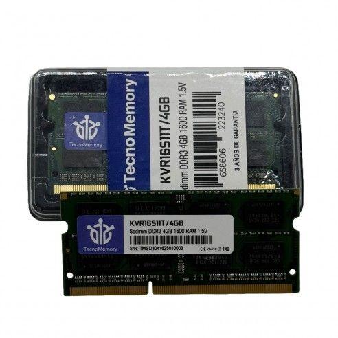 Memoria ram TecnoMemory Sodimm DDR3 4GB 1600Mhz KVR16S11T/4GB-3