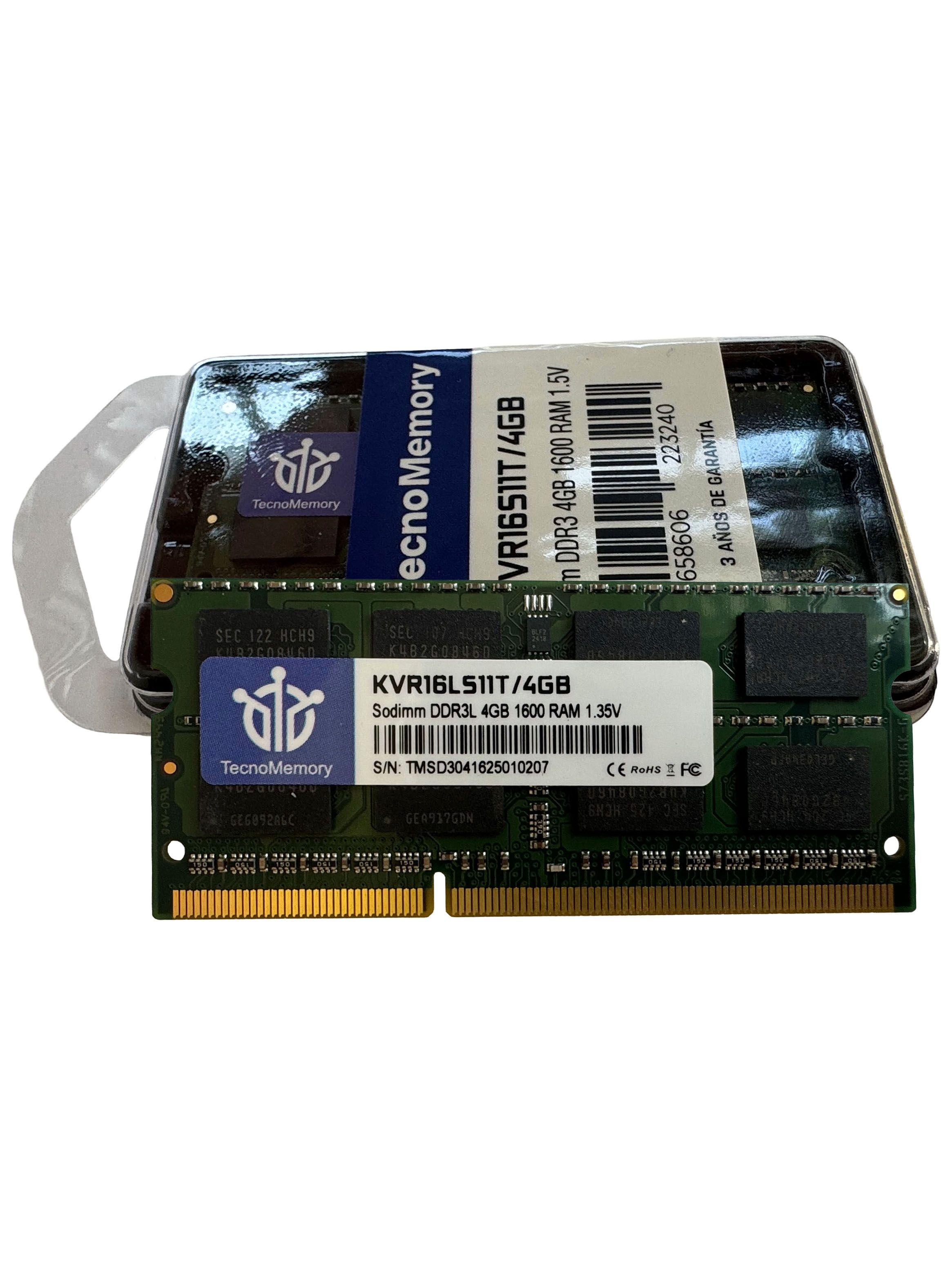 Memoria ram TecnoMemory Sodimm DDR3L 4GB 1600Mhz 1,35V KVR16LS11T/4GB-3