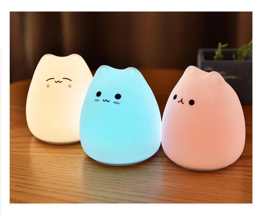 Lampara De Silicona Gatito Led Espanta Cuco-5
