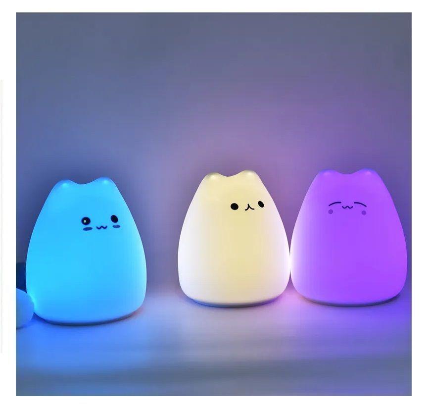 Lampara De Silicona Gatito Led Espanta Cuco-6