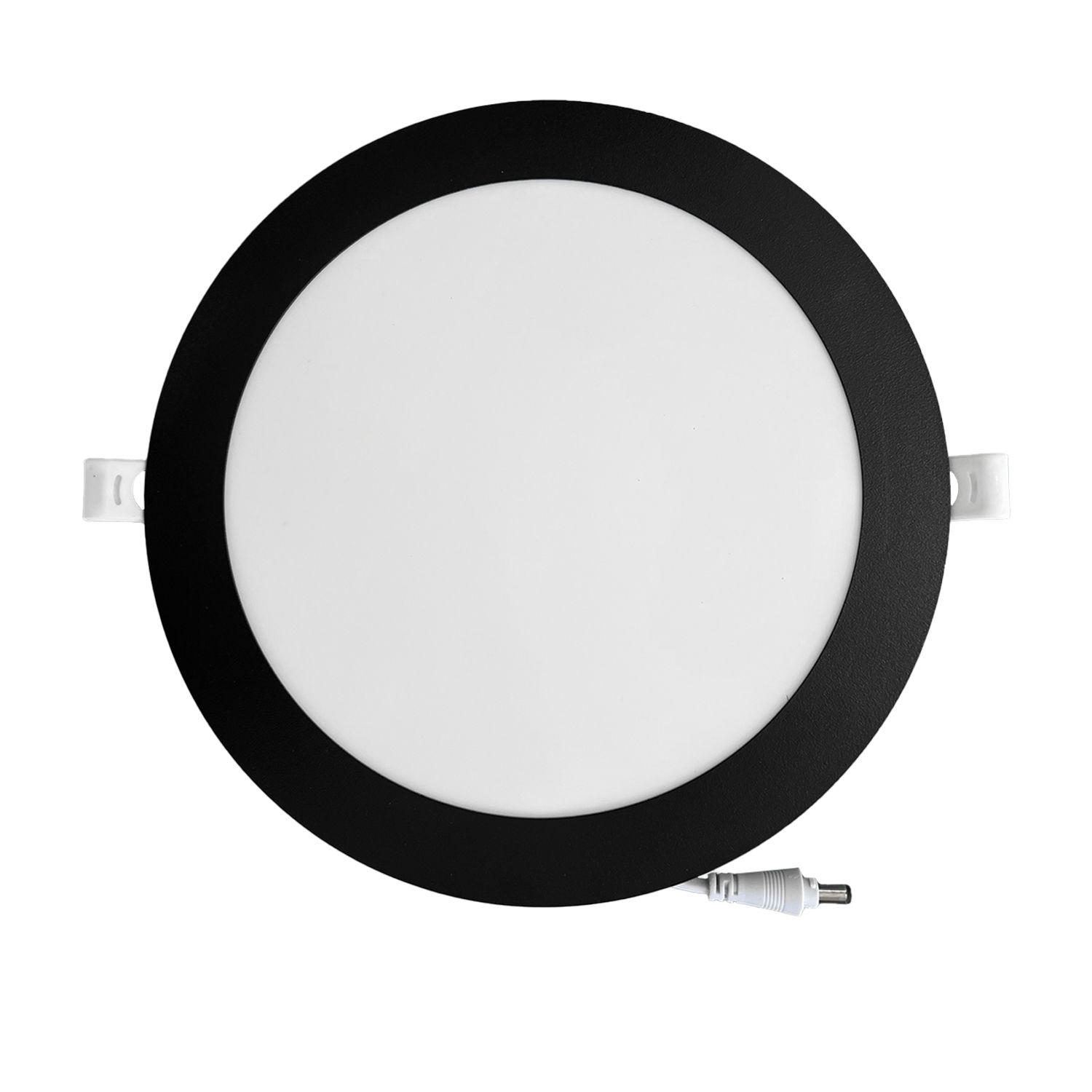 Panel Redondo LED Embutido Negro 18W - Cálido-2