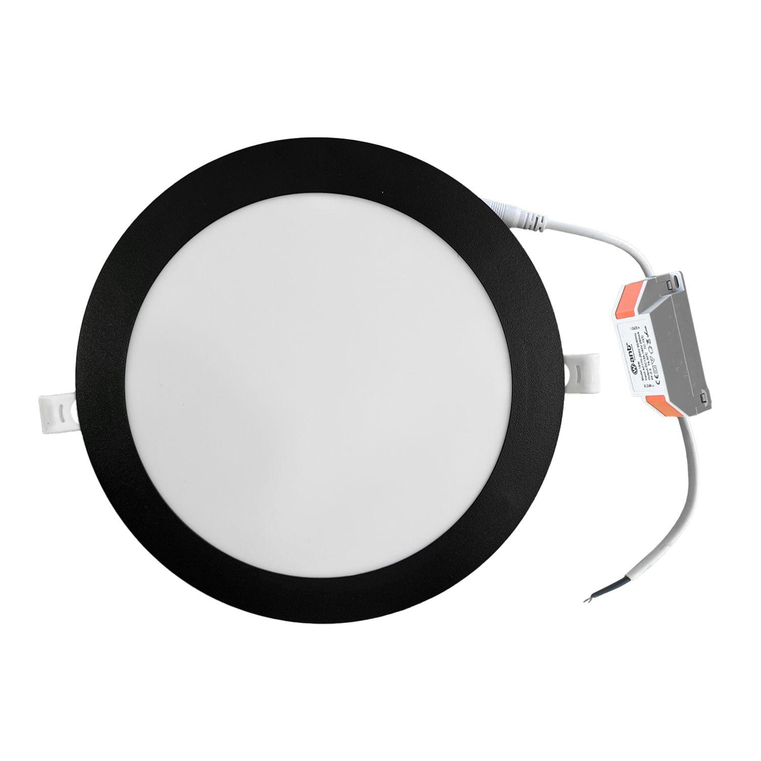 Panel Redondo LED Embutido Negro 18W - Cálido-4