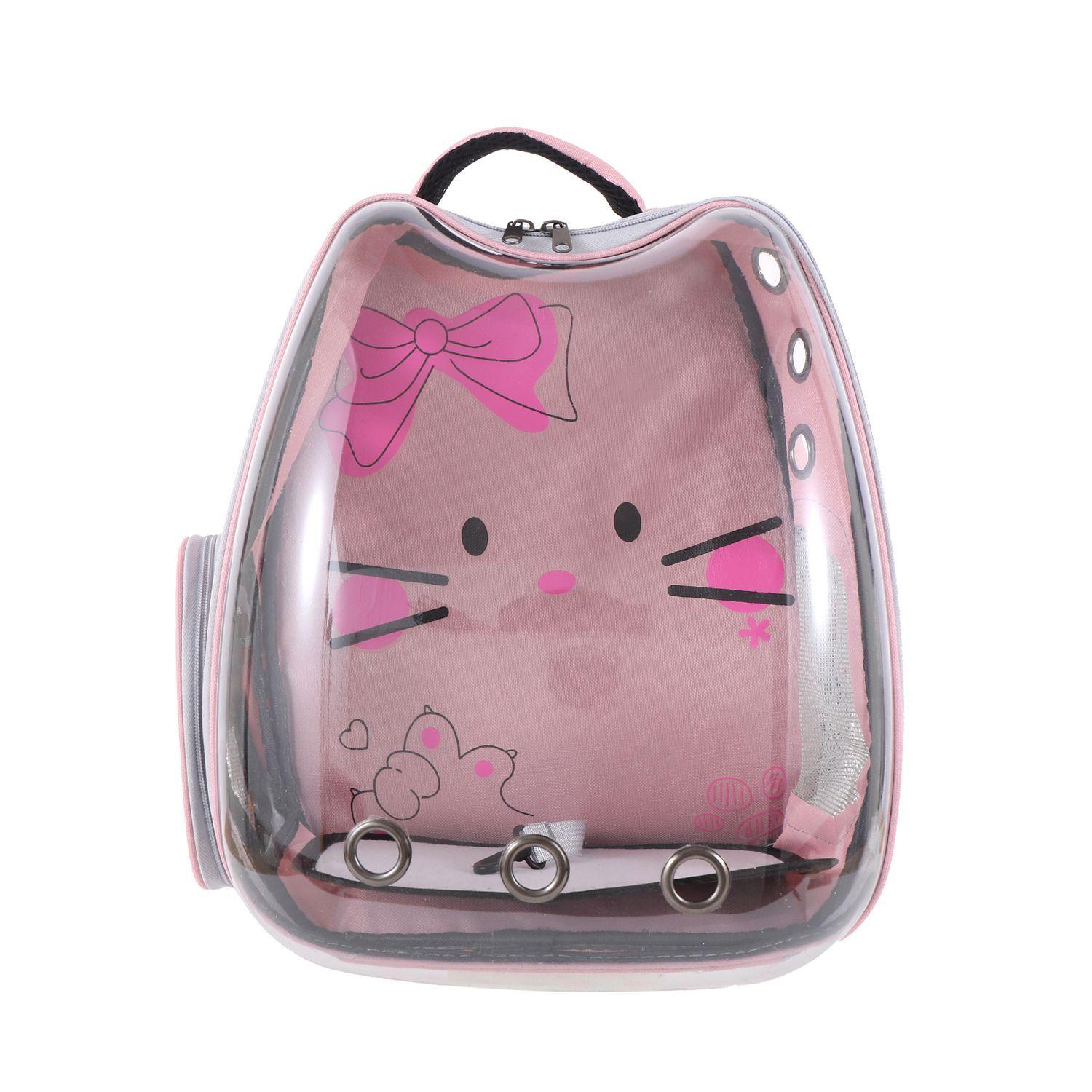 Mochila Transportadora Transparente Diseño de Gato Rojo-12