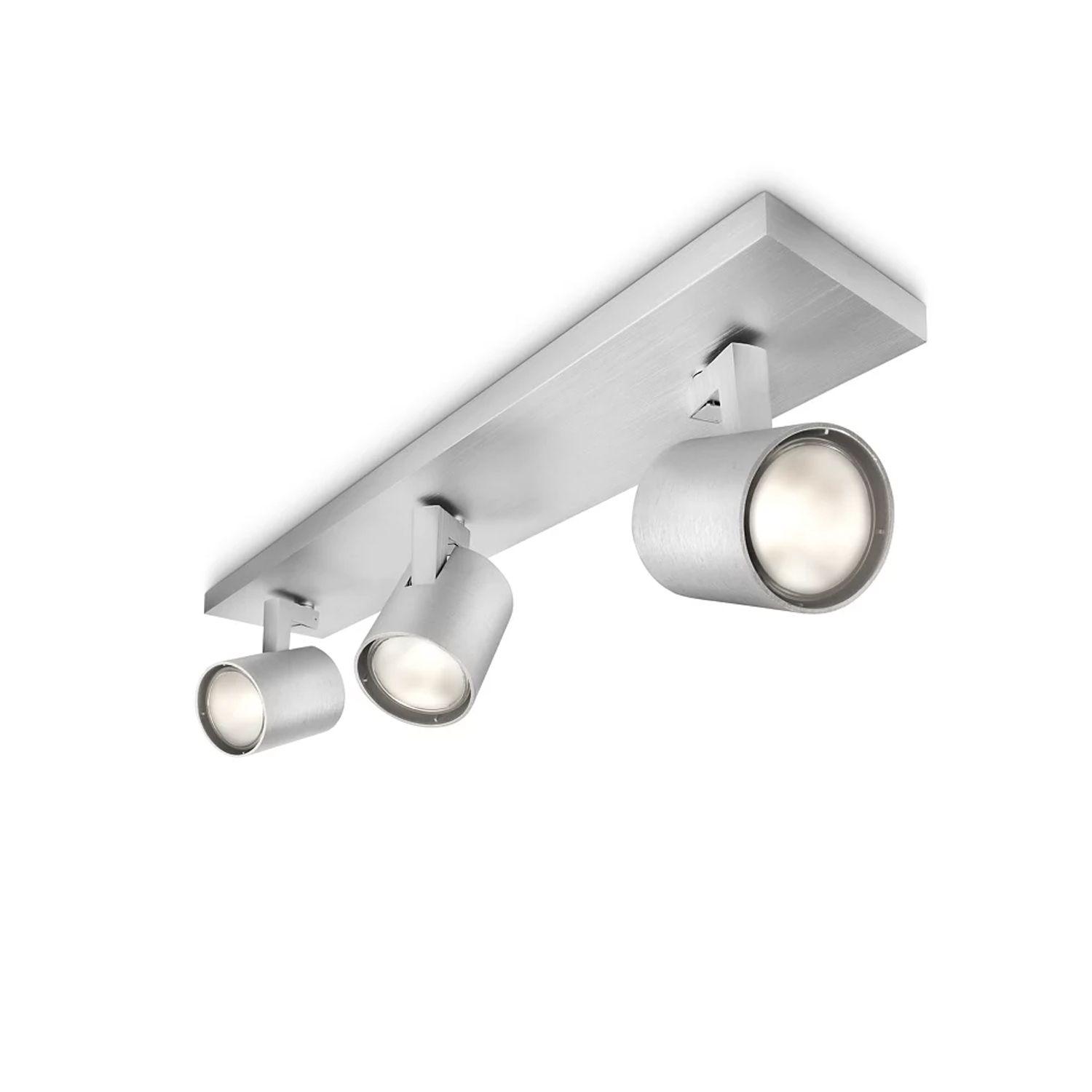 Foco Philips Runner Spotlight Aluminium x3 GU10 Incluye Ampolletas  Fría -0
