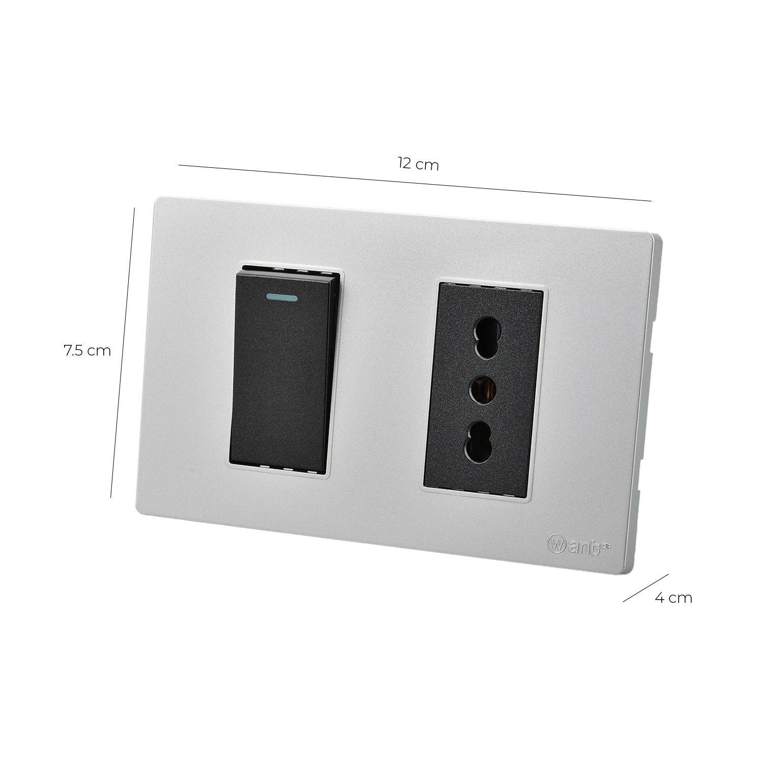 Pack 10 Interruptor 1* 9/12 16A y Tomacorriente 1* 16A - Gris - Negro-2
