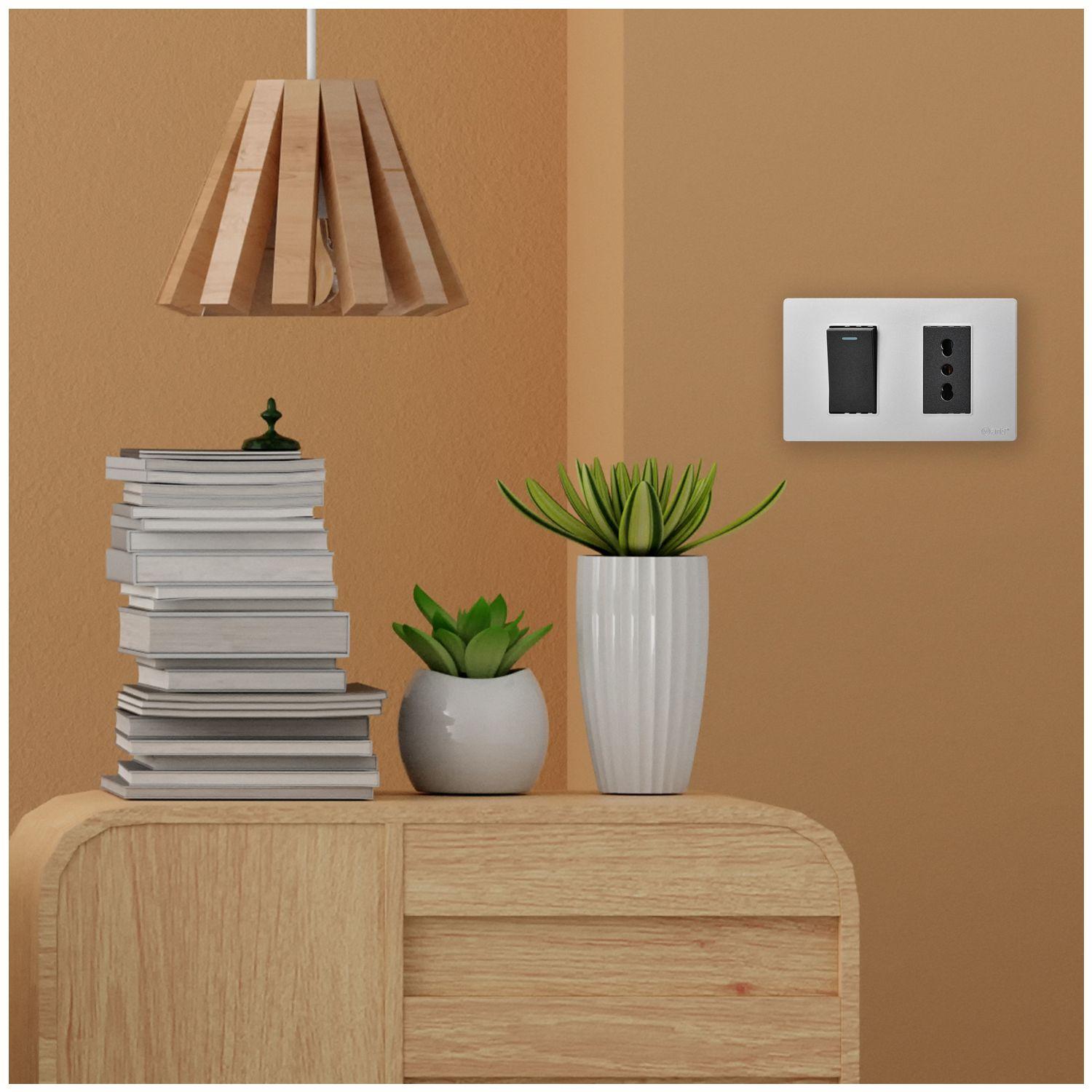 Pack 10 Interruptor 1* 9/12 16A y Tomacorriente 1* 16A - Gris - Negro-4