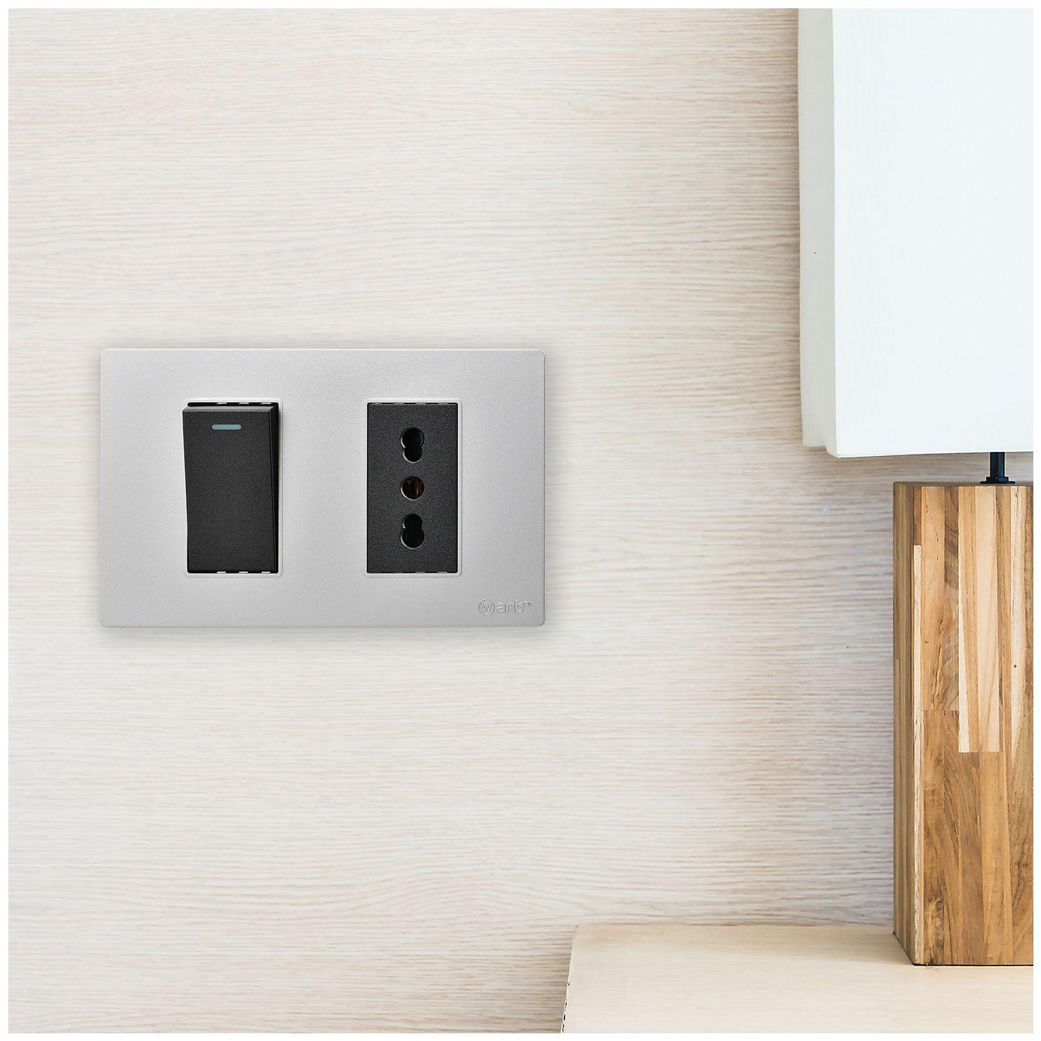 Pack 10 Interruptor 1* 9/12 16A y Tomacorriente 1* 16A - Gris - Negro-6