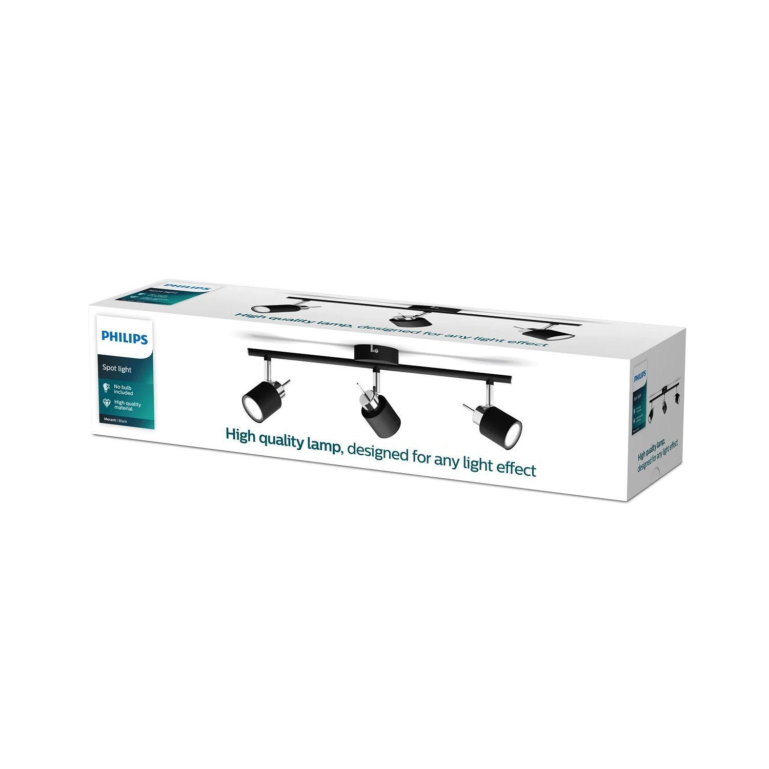 Foco Philips Meranti Spotlight Negro x3 GU10 Incluye Ampolletas Fría -1